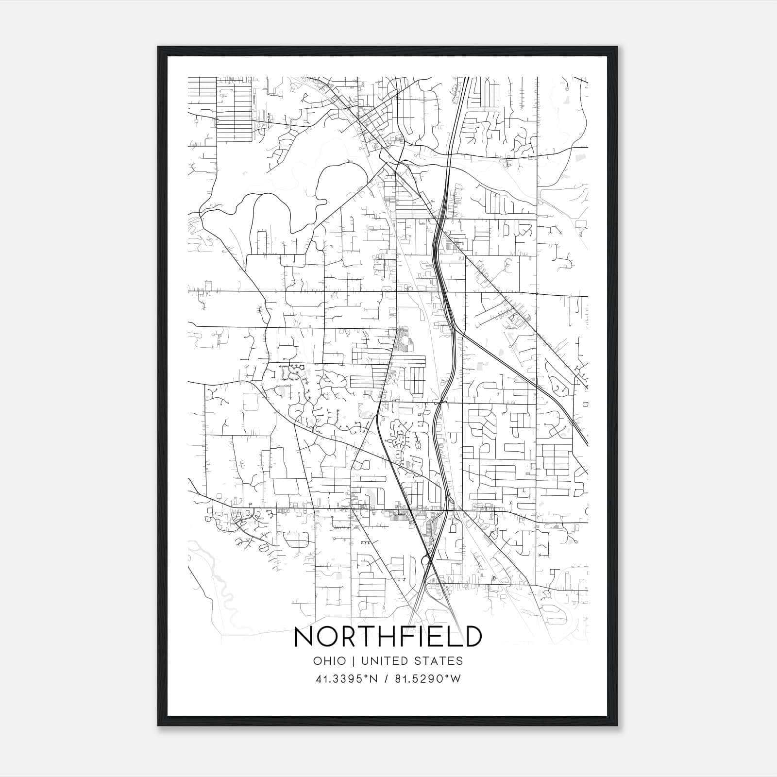 Northfield Ohio Map Poster, Modern Home Decor Wall Art Print Northfield Ohio Map Poster, Modern Home Decor Wall Art Print