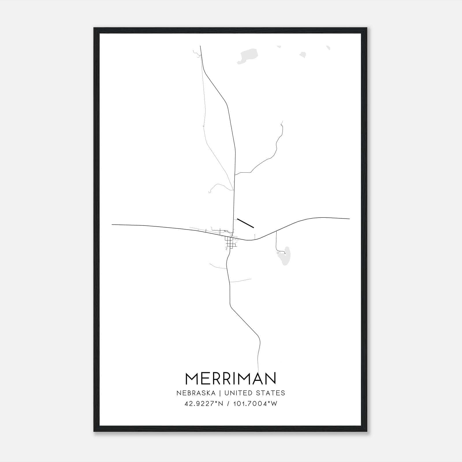Merriman Nebraska Map Poster, Modern Home Decor Wall Art Print Merriman Nebraska Map Poster, Modern Home Decor Wall Art Print