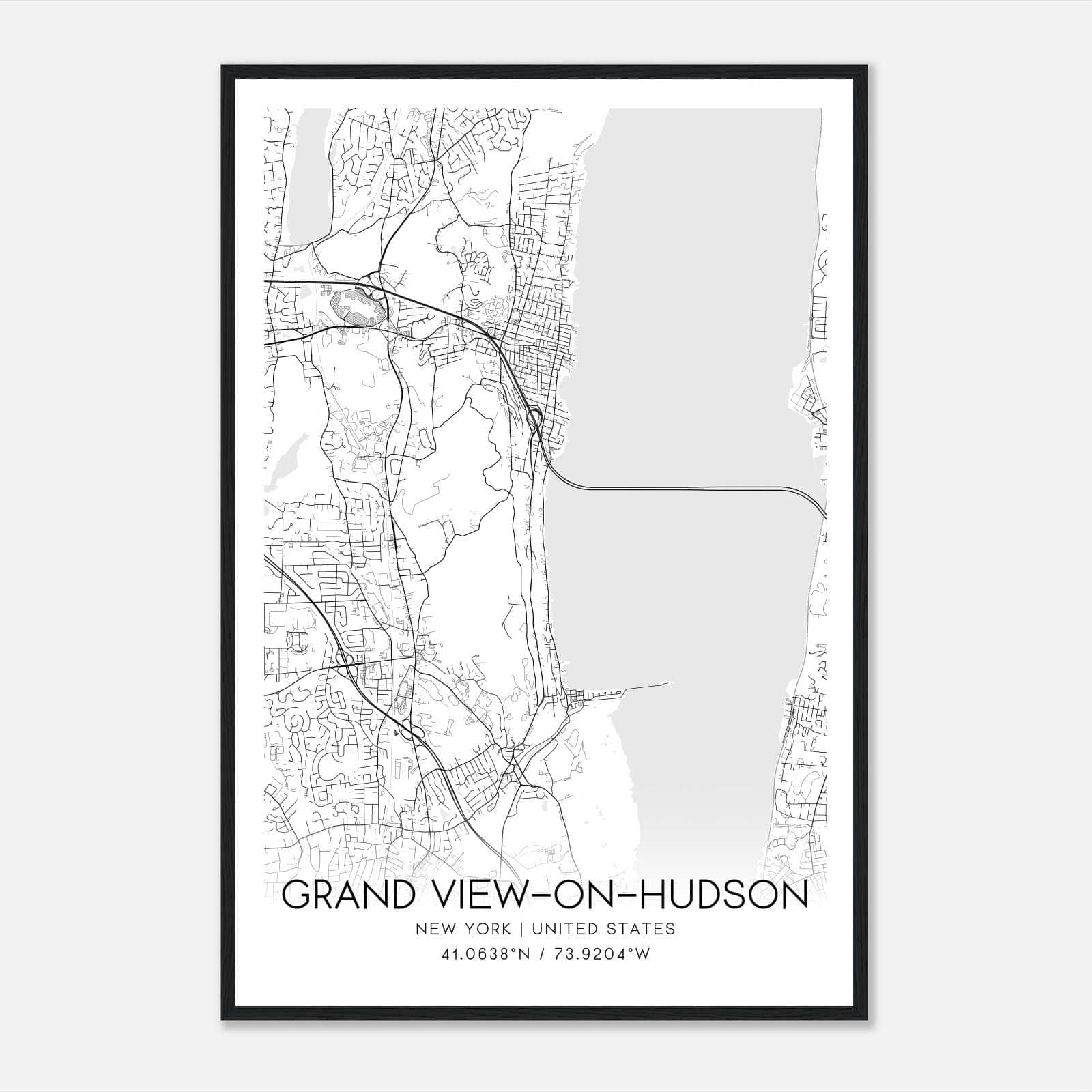 Grand View-on-Hudson New York Map Poster, Modern Home Decor Wall Art Print Grand View-on-Hudson New York Map Poster, Modern Home Decor Wall Art Print