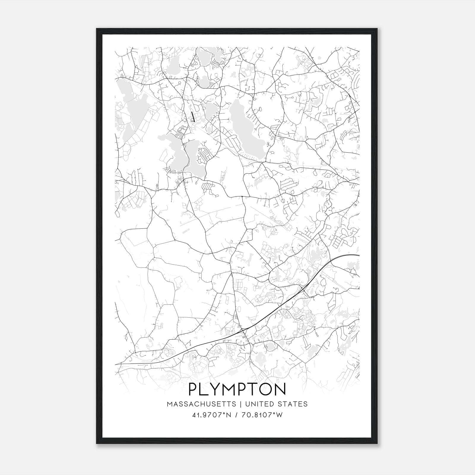 Plympton Massachusetts Map Poster, Modern Home Decor Wall Art Print Plympton Massachusetts Map Poster, Modern Home Decor Wall Art Print