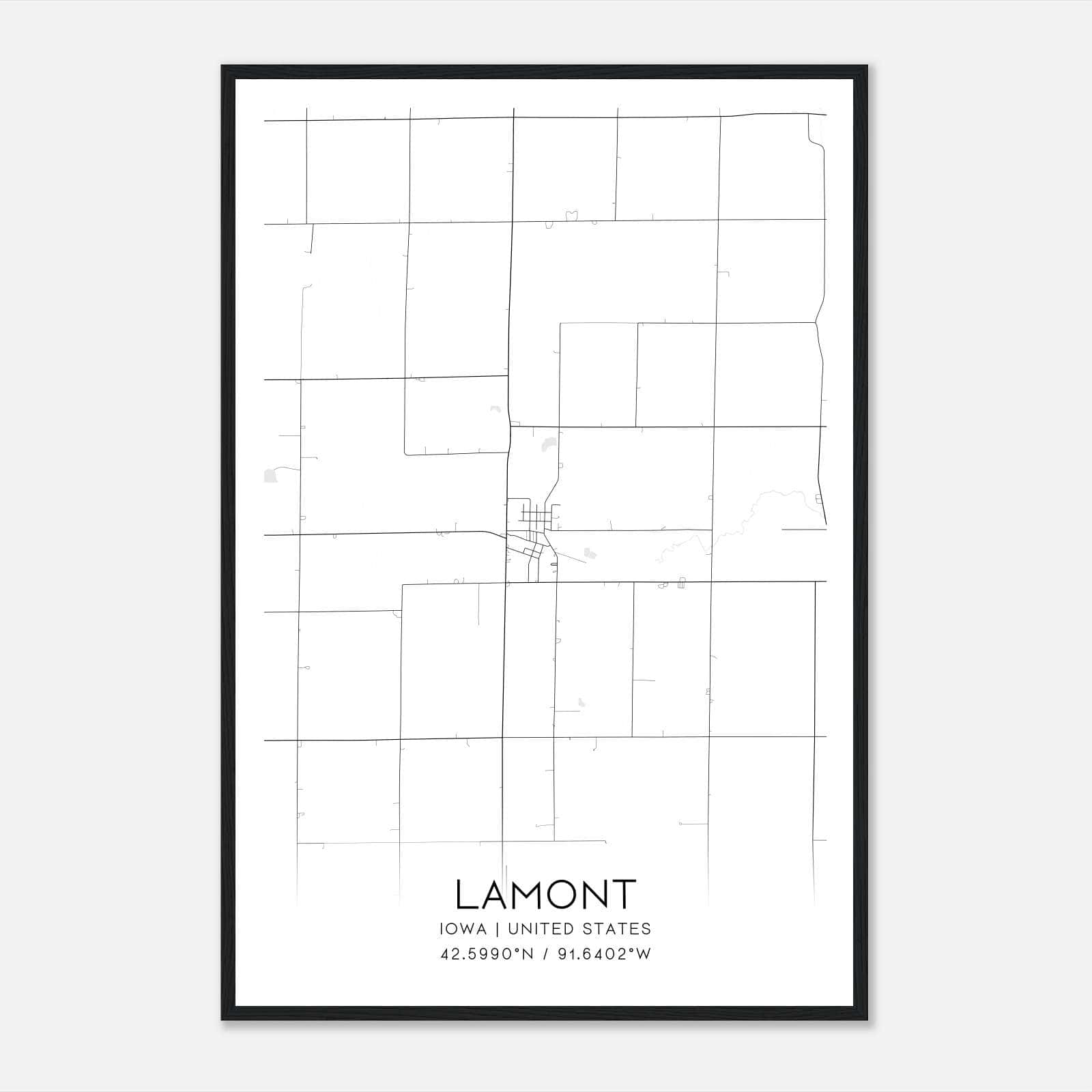 Lamont Iowa Map Poster, Modern Home Decor Wall Art Print Lamont Iowa Map Poster, Modern Home Decor Wall Art Print