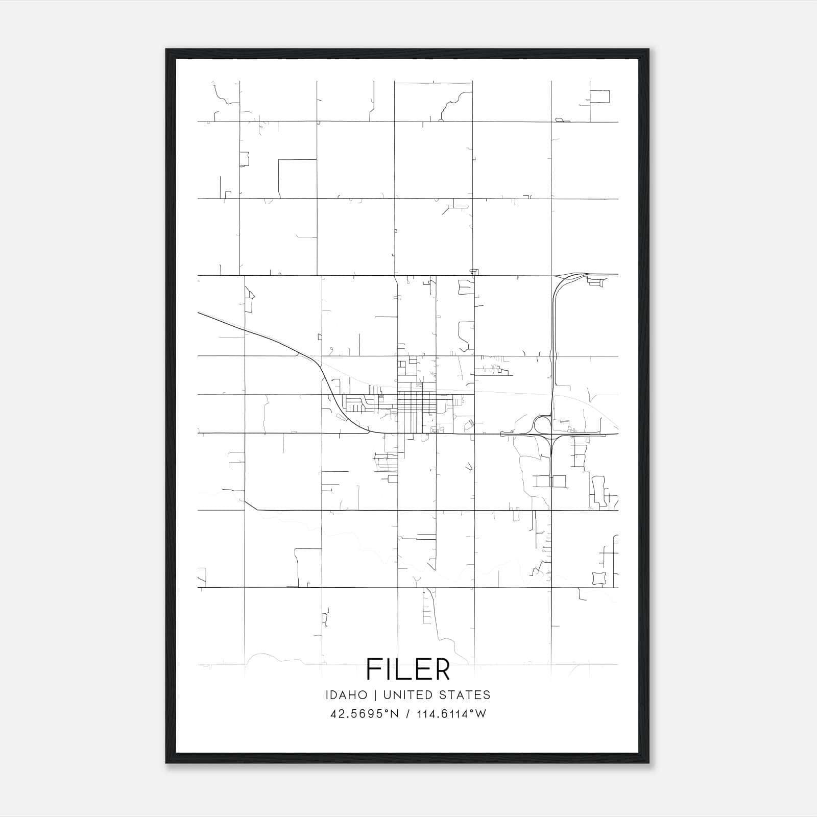 Filer Idaho Map Poster, Modern Home Decor Wall Art Print Filer Idaho Map Poster, Modern Home Decor Wall Art Print