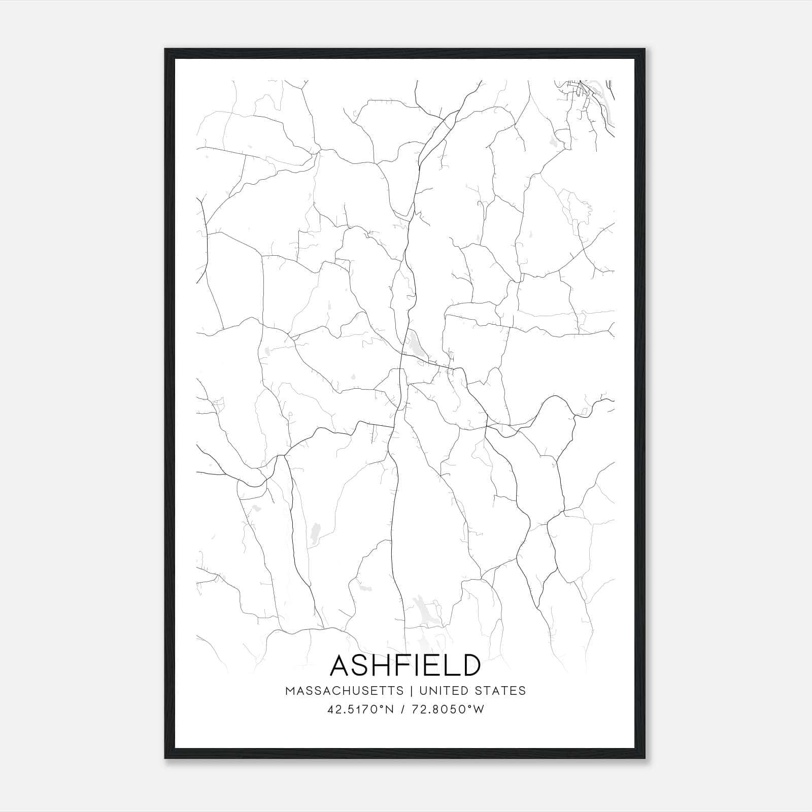 Ashfield Massachusetts Map Poster, Modern Home Decor Wall Art Print Ashfield Massachusetts Map Poster, Modern Home Decor Wall Art Print