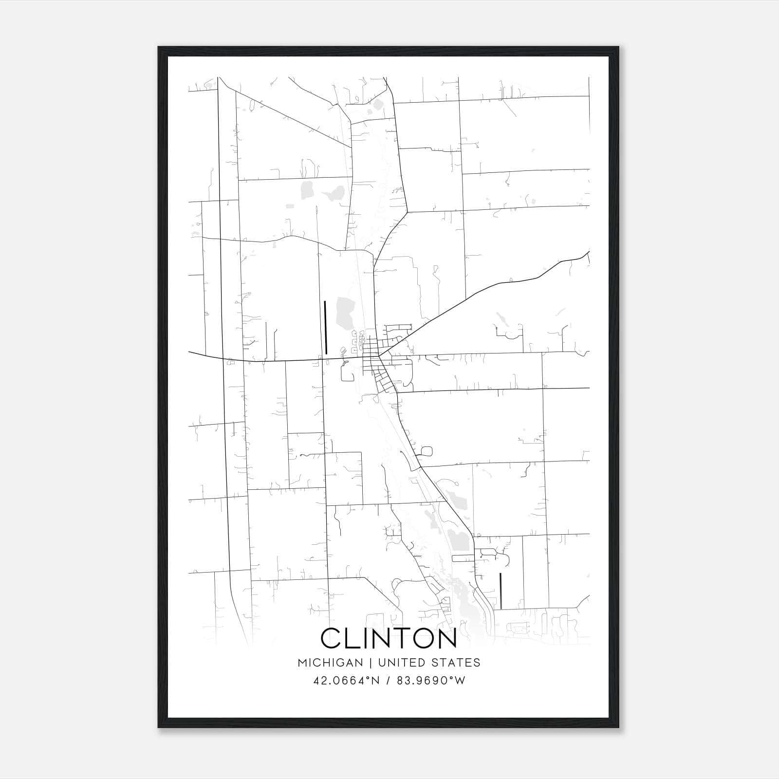 Clinton Michigan Map Poster, Modern Home Decor Wall Art Print Clinton Michigan Map Poster, Modern Home Decor Wall Art Print