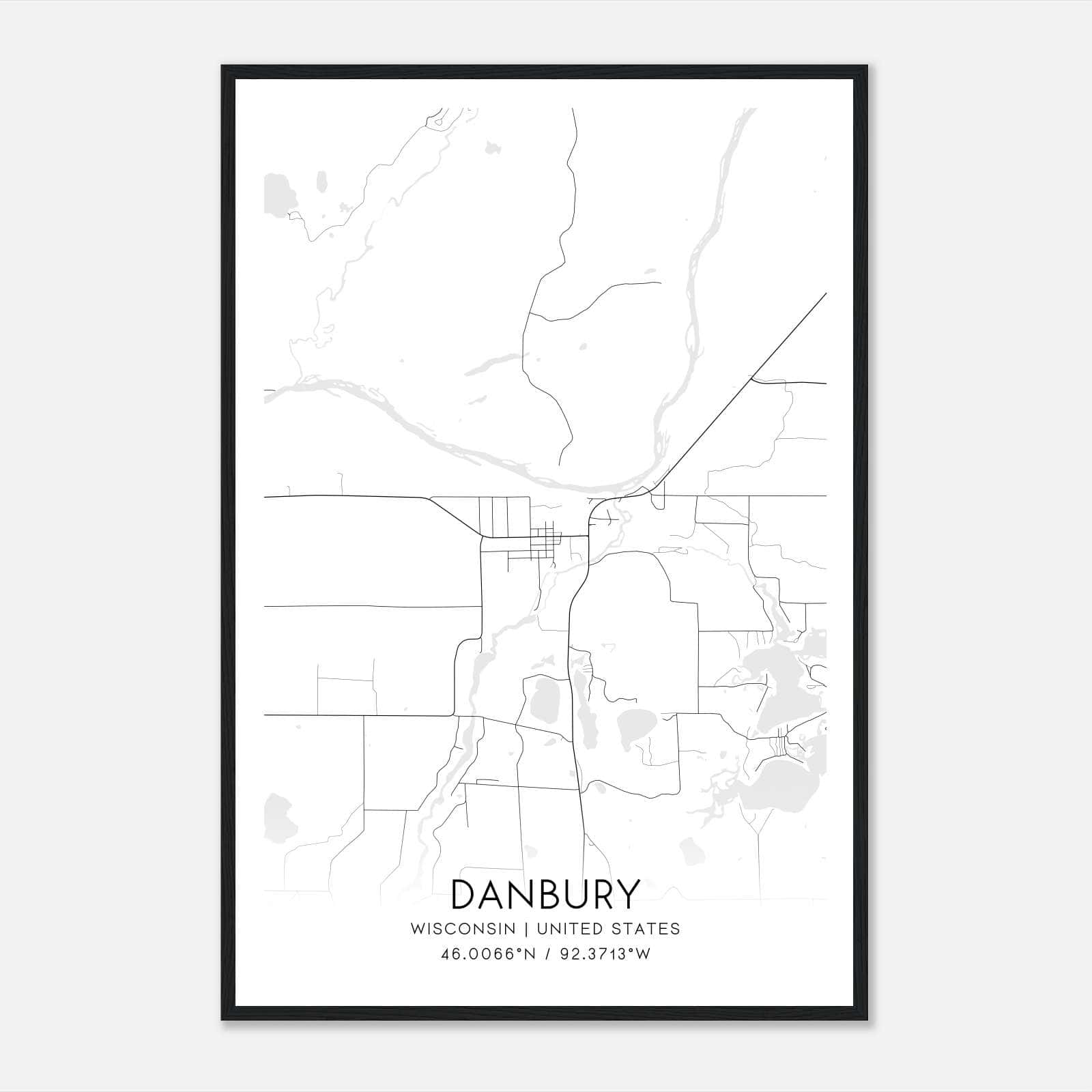 Danbury Wisconsin Map Poster, Modern Home Decor Wall Art Print Danbury Wisconsin Map Poster, Modern Home Decor Wall Art Print