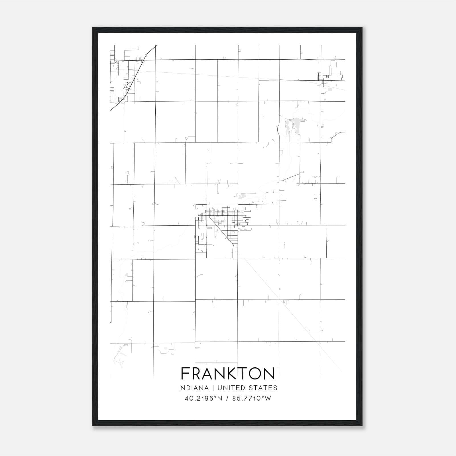 Frankton Indiana Map Poster, Modern Home Decor Wall Art Print Frankton Indiana Map Poster, Modern Home Decor Wall Art Print