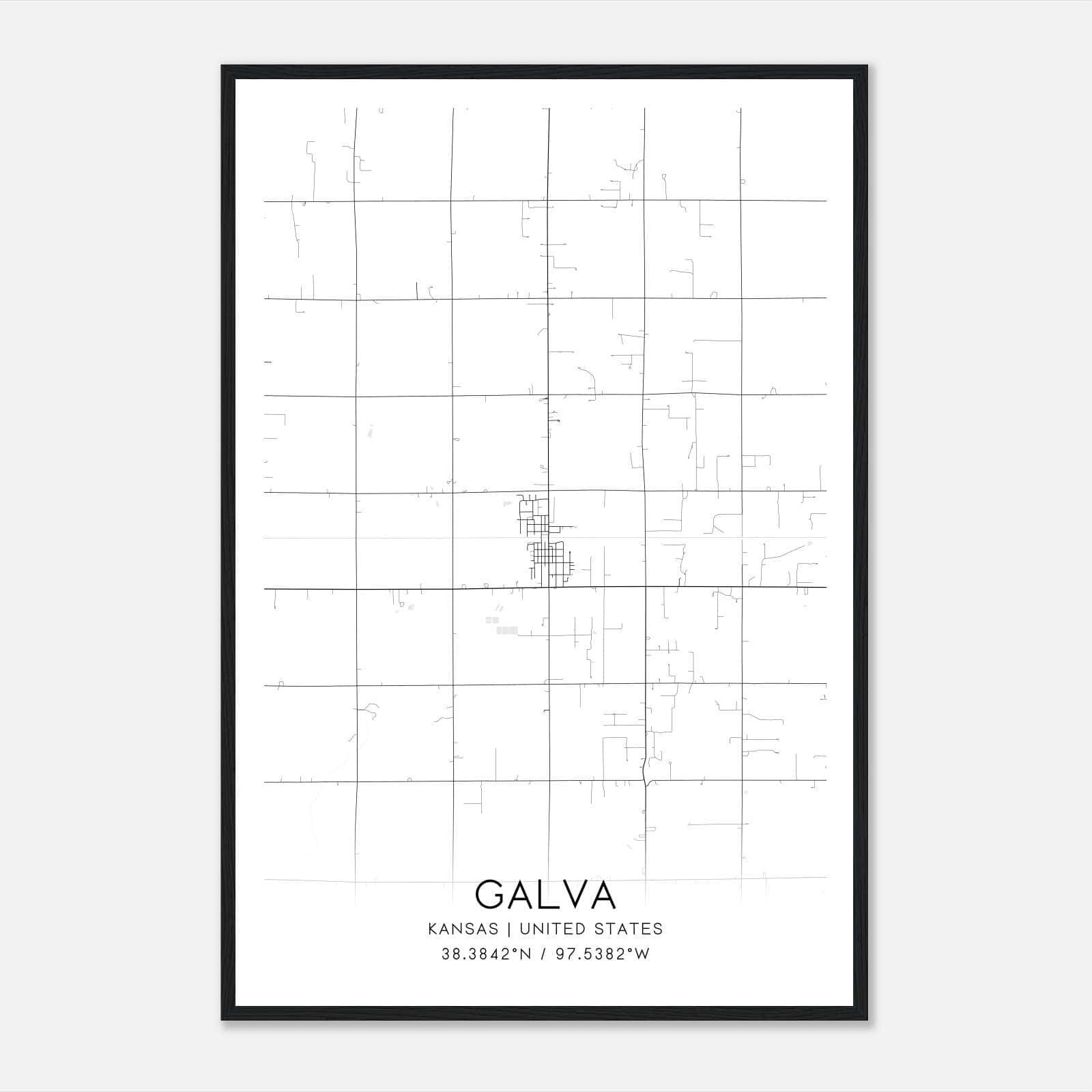 Galva Kansas Map Poster, Modern Home Decor Wall Art Print Galva Kansas Map Poster, Modern Home Decor Wall Art Print