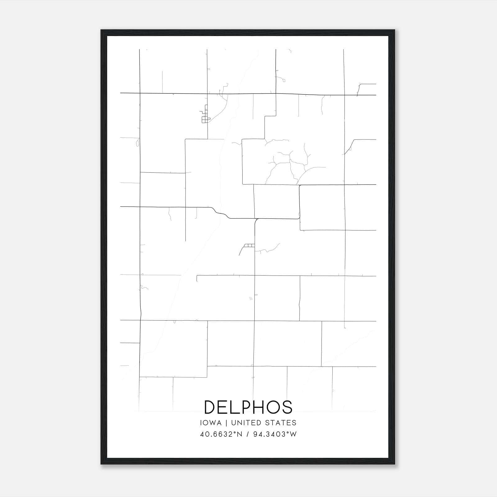 Delphos Iowa Map Poster, Modern Home Decor Wall Art Print Delphos Iowa Map Poster, Modern Home Decor Wall Art Print