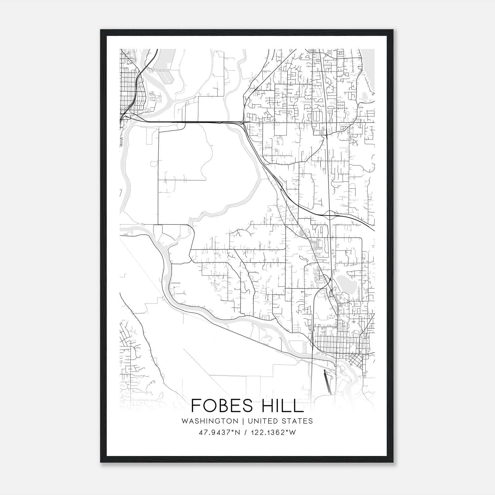 Fobes Hill Washington Map Poster, Modern Home Decor Wall Art Print Fobes Hill Washington Map Poster, Modern Home Decor Wall Art Print