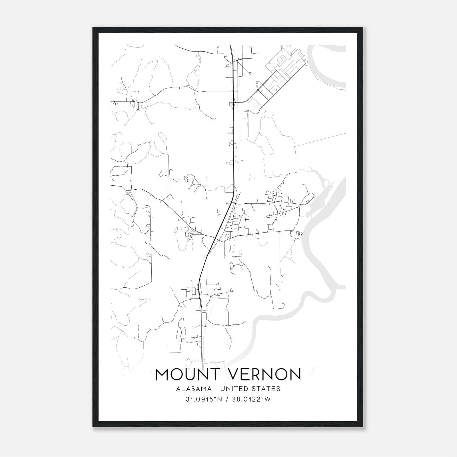 Mount Vernon Alabama Map Poster, Modern Home Decor Wall Art Print Mount Vernon Alabama Map Poster, Modern Home Decor Wall Art Print
