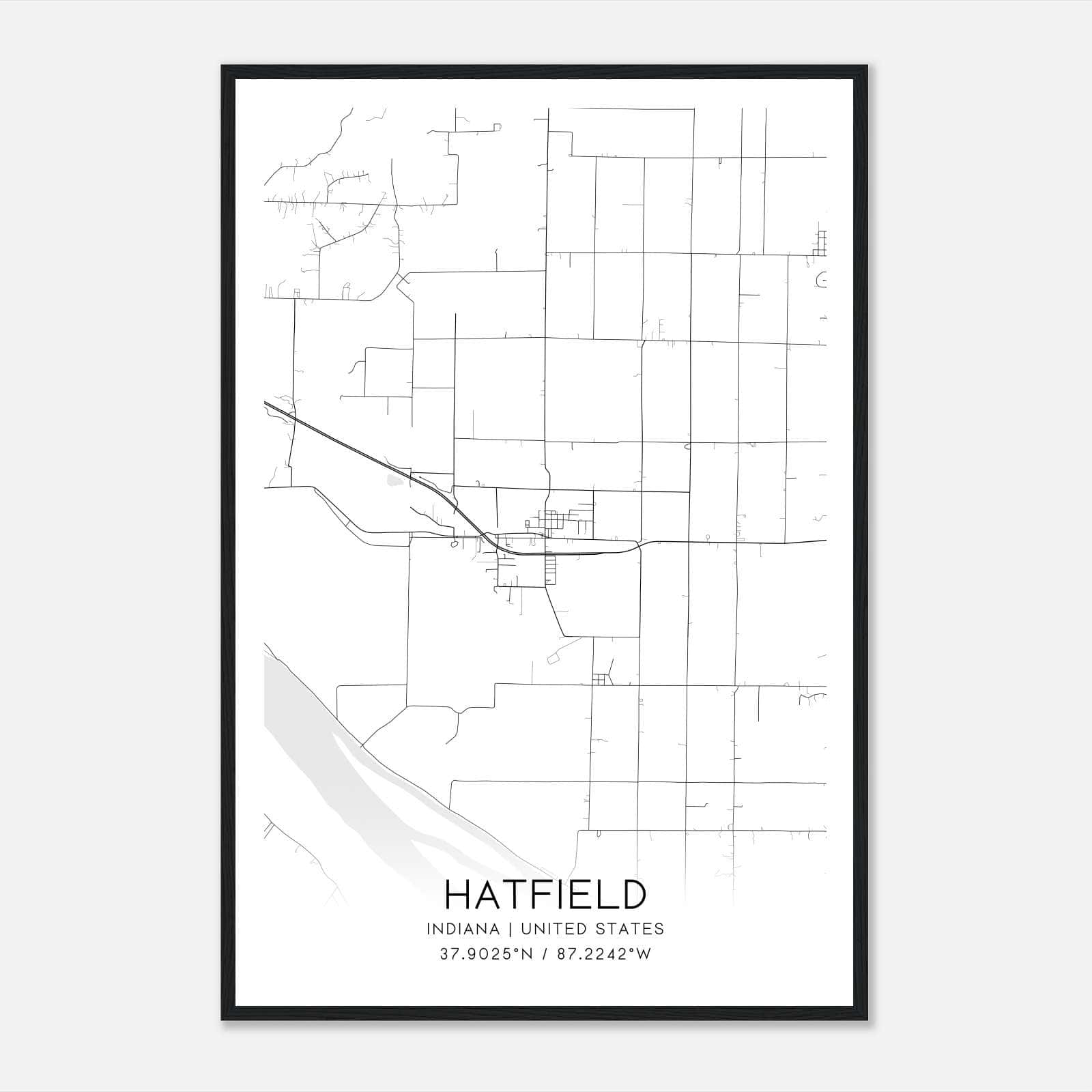 Hatfield Indiana Map Poster, Modern Home Decor Wall Art Print Hatfield Indiana Map Poster, Modern Home Decor Wall Art Print