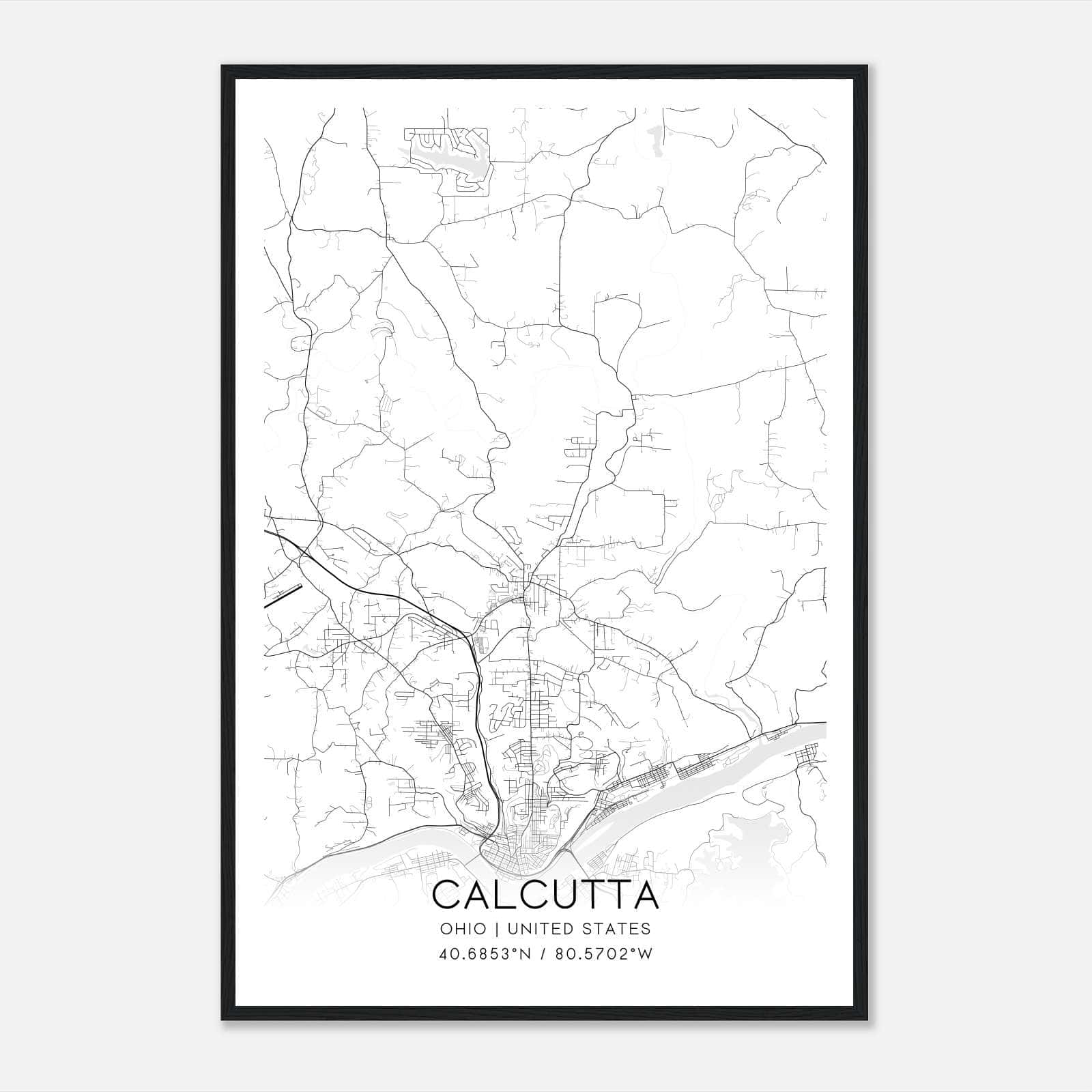 Calcutta Ohio Map Poster, Modern Home Decor Wall Art Print Calcutta Ohio Map Poster, Modern Home Decor Wall Art Print