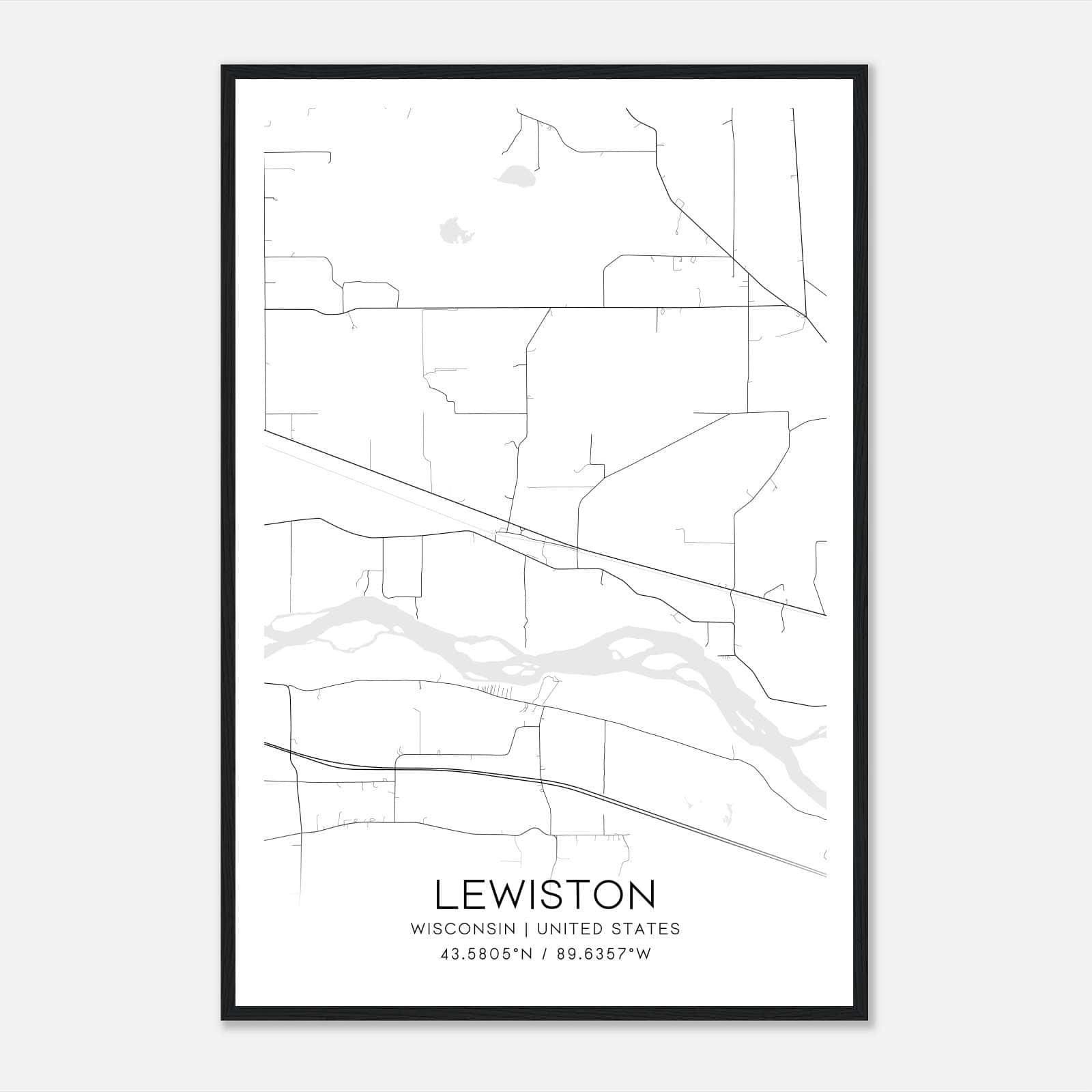 Lewiston Wisconsin Map Poster, Modern Home Decor Wall Art Print Lewiston Wisconsin Map Poster, Modern Home Decor Wall Art Print