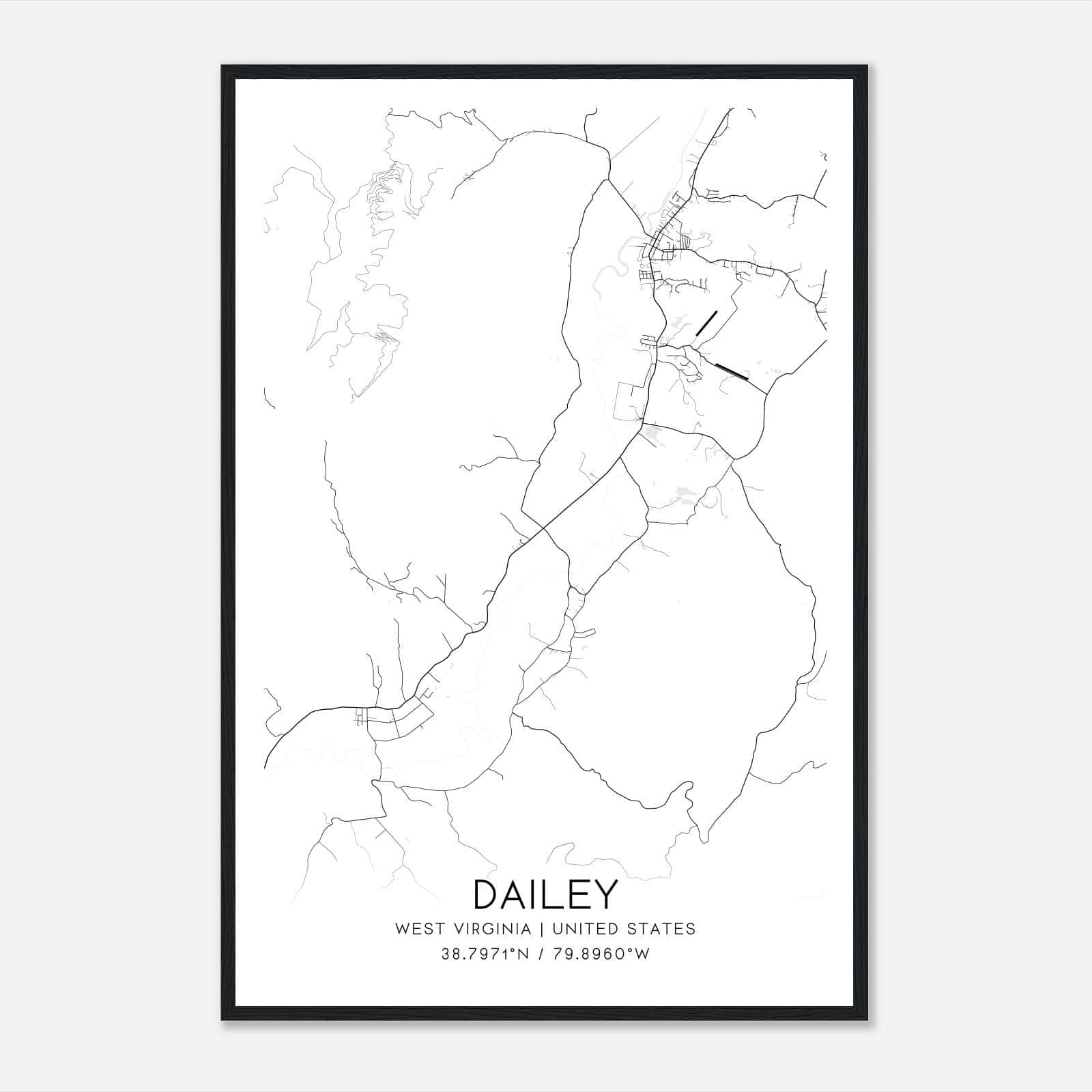 Dailey West Virginia Map Poster, Modern Home Decor Wall Art Print Dailey West Virginia Map Poster, Modern Home Decor Wall Art Print