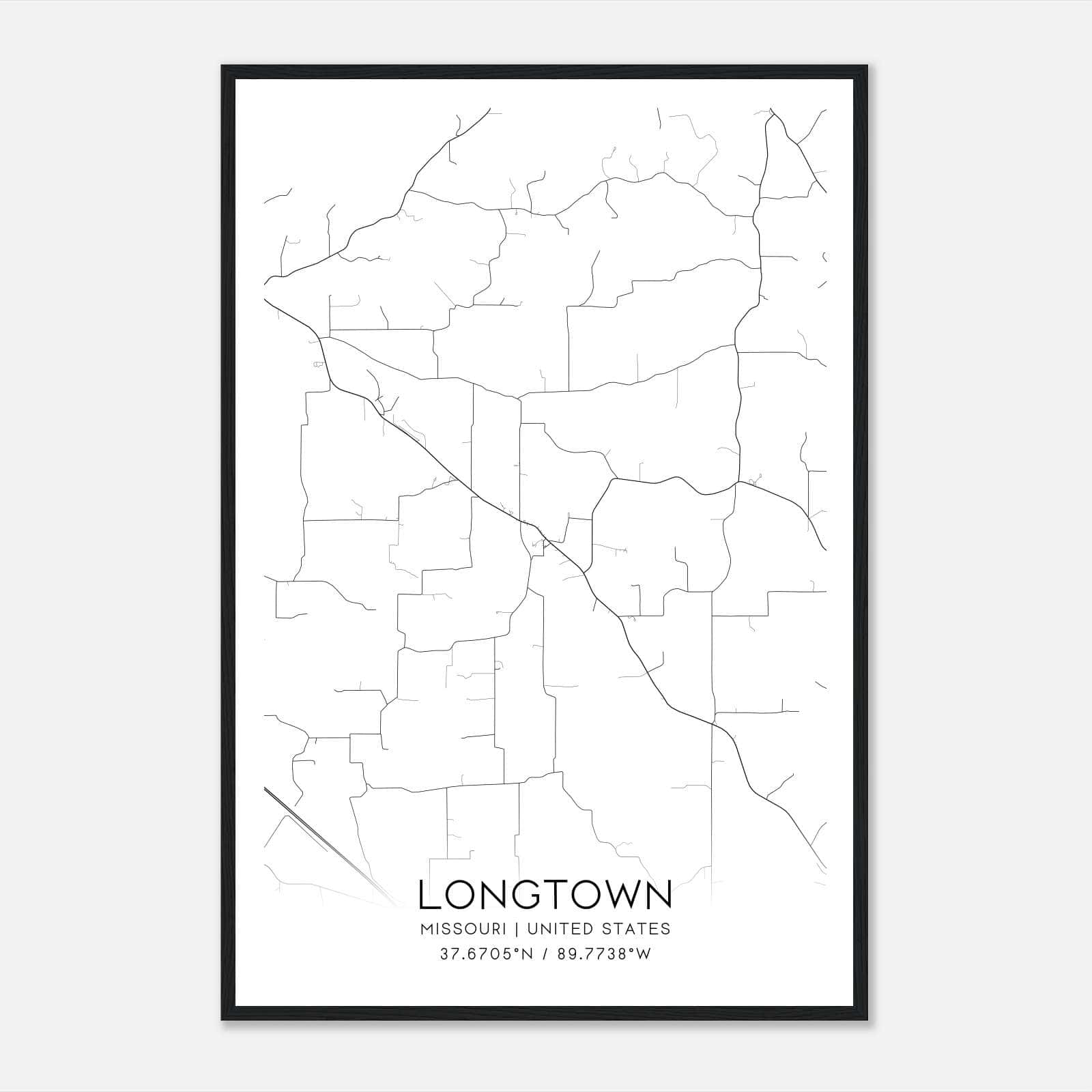 Longtown Missouri Map Poster, Modern Home Decor Wall Art Print Longtown Missouri Map Poster, Modern Home Decor Wall Art Print