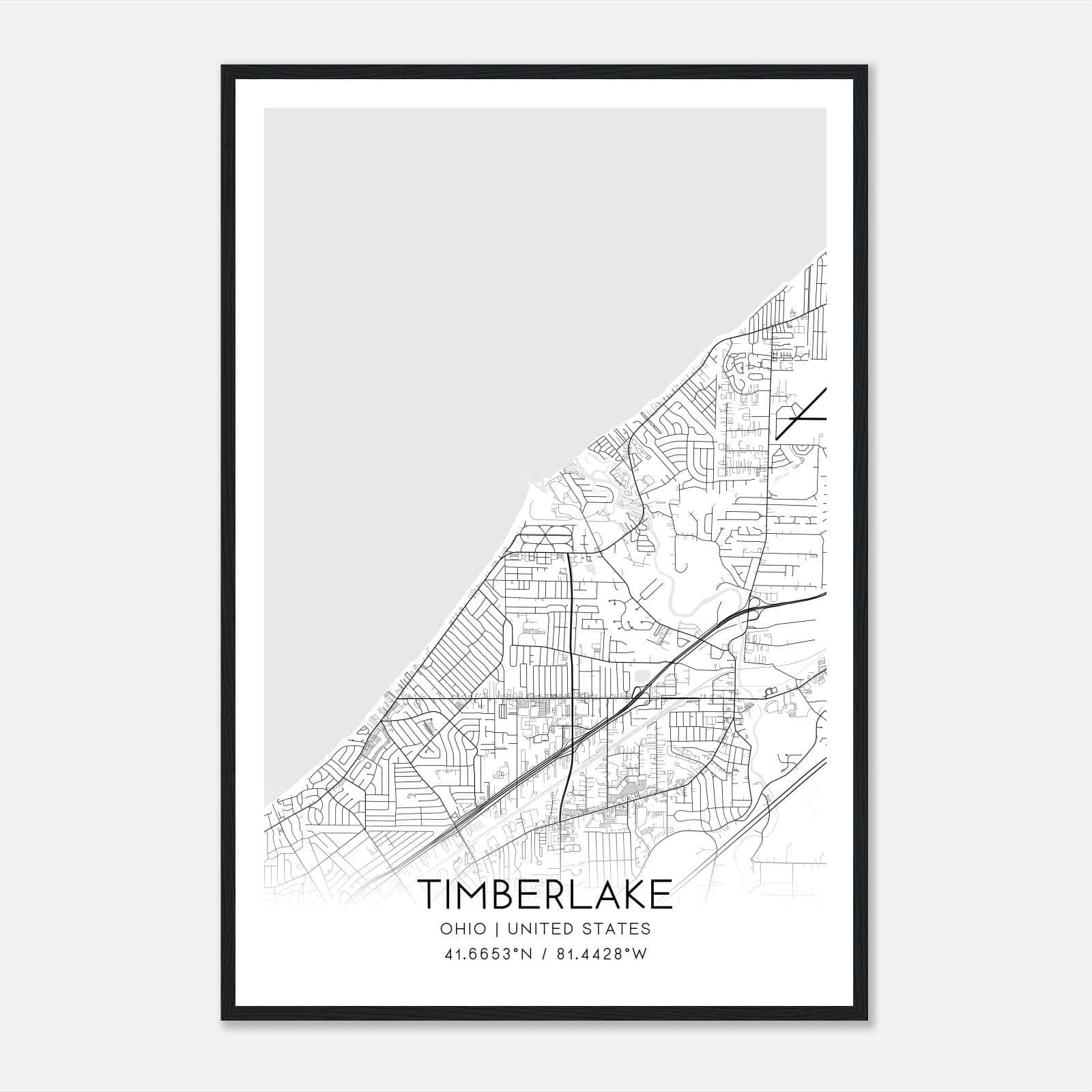 Timberlake Ohio Map Poster, Modern Home Decor Wall Art Print Timberlake Ohio Map Poster, Modern Home Decor Wall Art Print