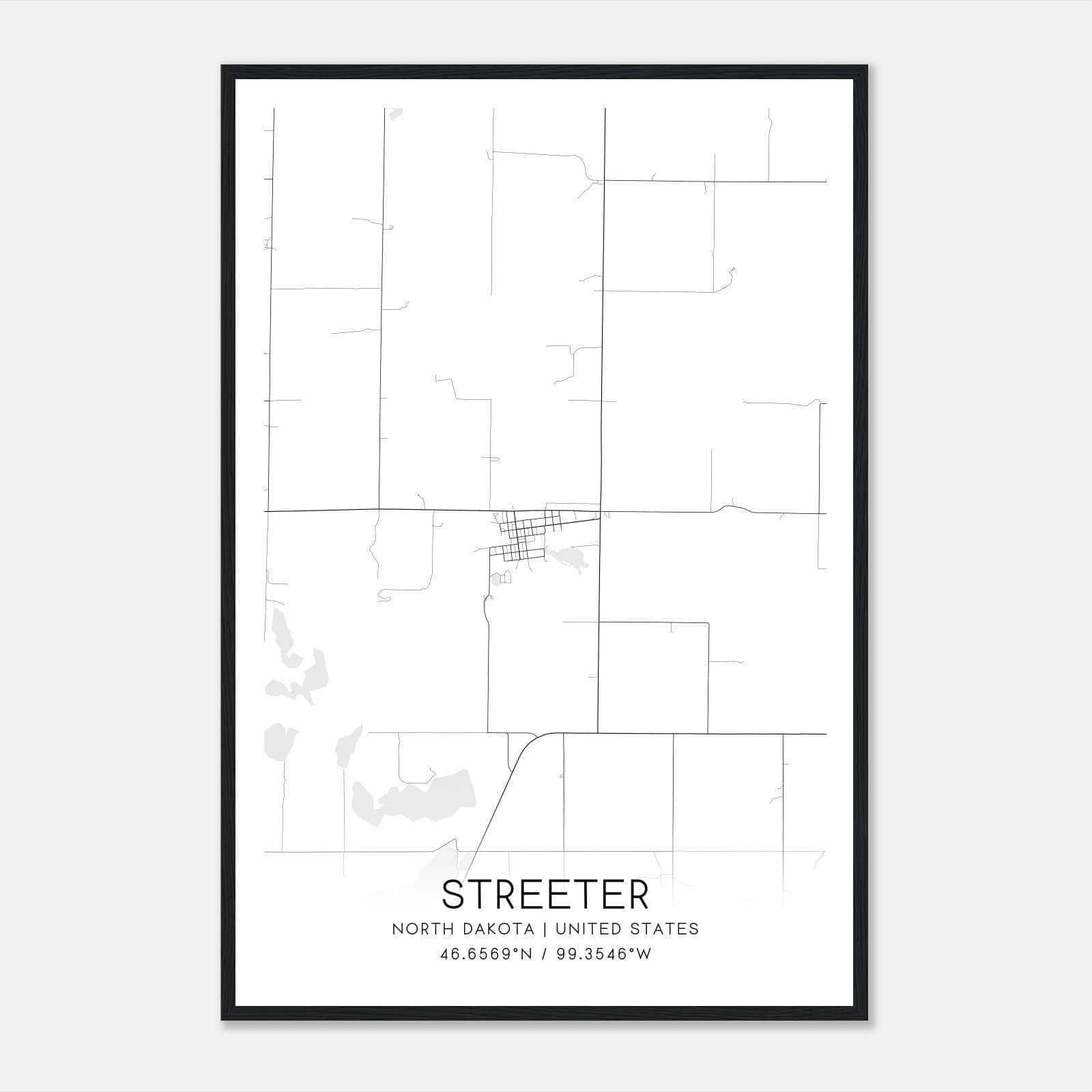 Streeter North Dakota Map Poster, Modern Home Decor Wall Art Print Streeter North Dakota Map Poster, Modern Home Decor Wall Art Print