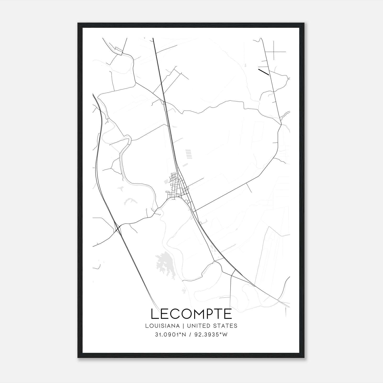 Lecompte Louisiana Map Poster, Modern Home Decor Wall Art Print Lecompte Louisiana Map Poster, Modern Home Decor Wall Art Print