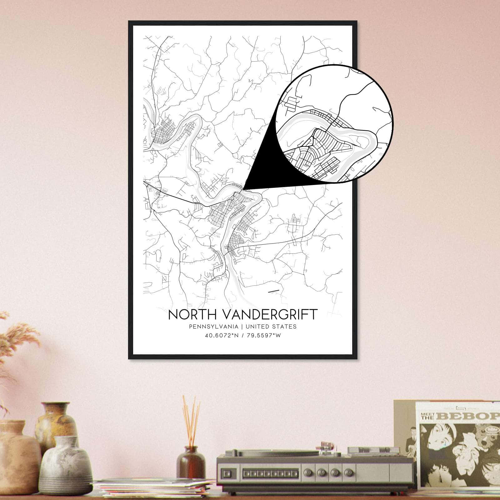 Deerfield Kansas Map Poster, Modern Home Decor Wall Art Print (Copy)