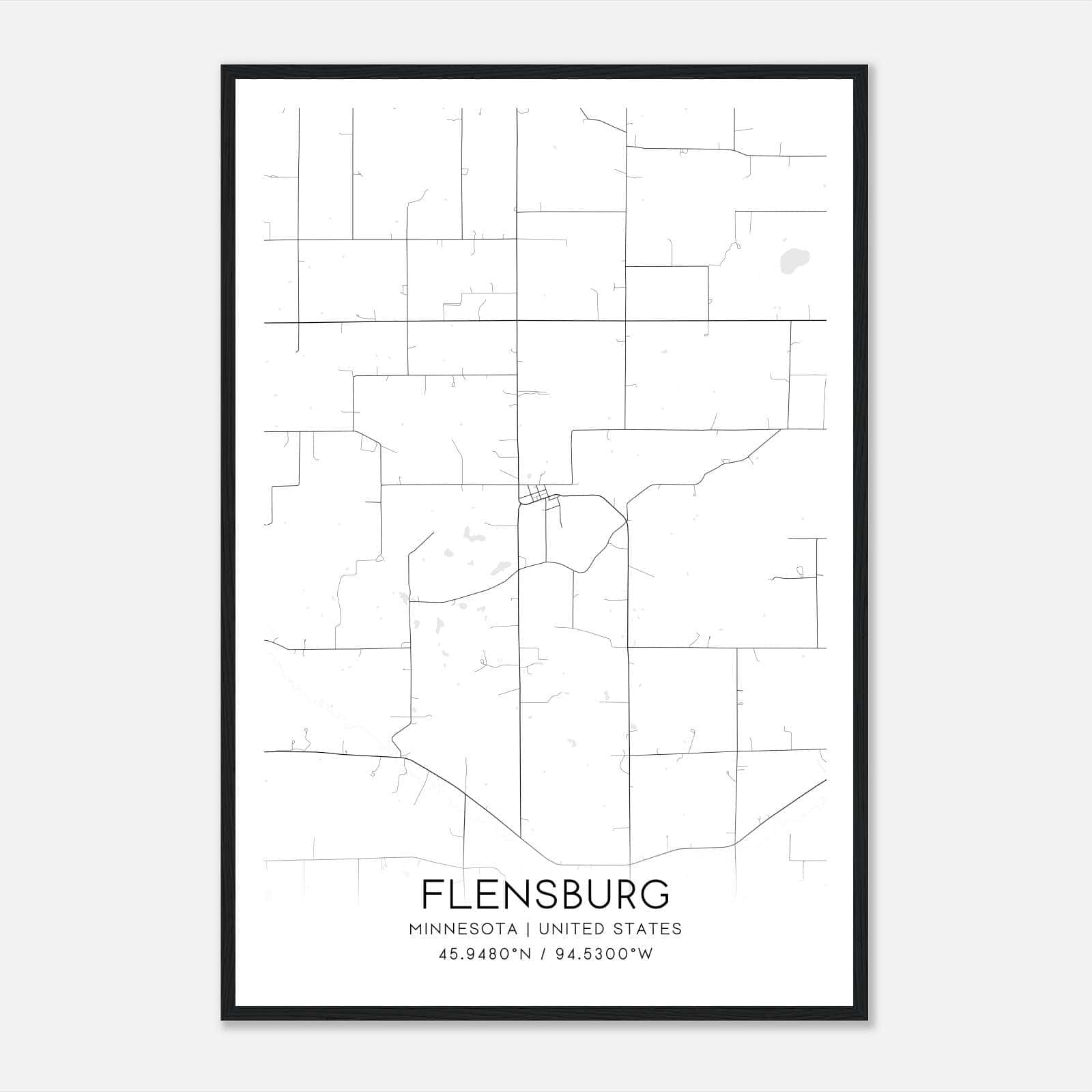Flensburg Minnesota Map Poster, Modern Home Decor Wall Art Print Flensburg Minnesota Map Poster, Modern Home Decor Wall Art Print