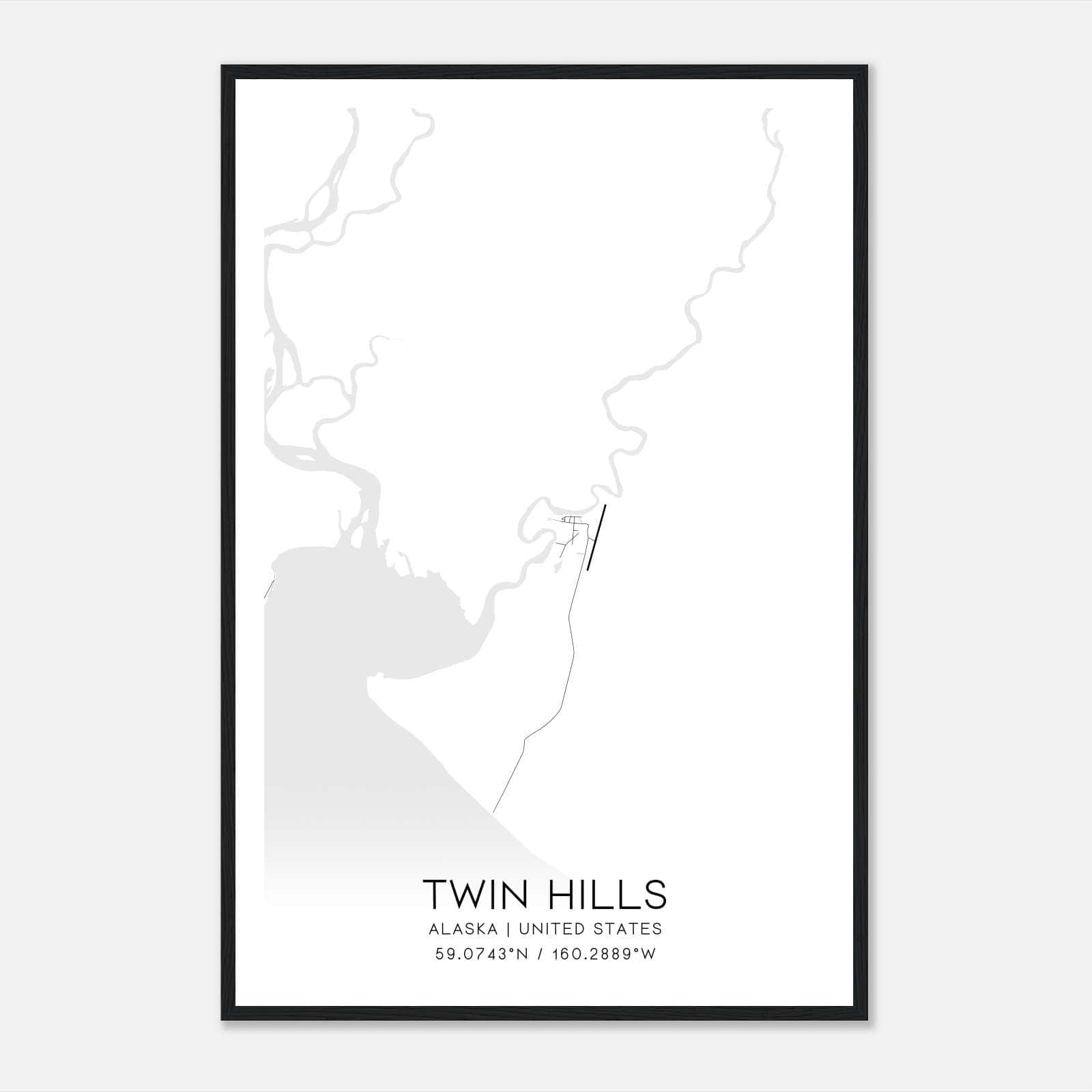 Twin Hills Alaska Map Poster, Modern Home Decor Wall Art Print Twin Hills Alaska Map Poster, Modern Home Decor Wall Art Print