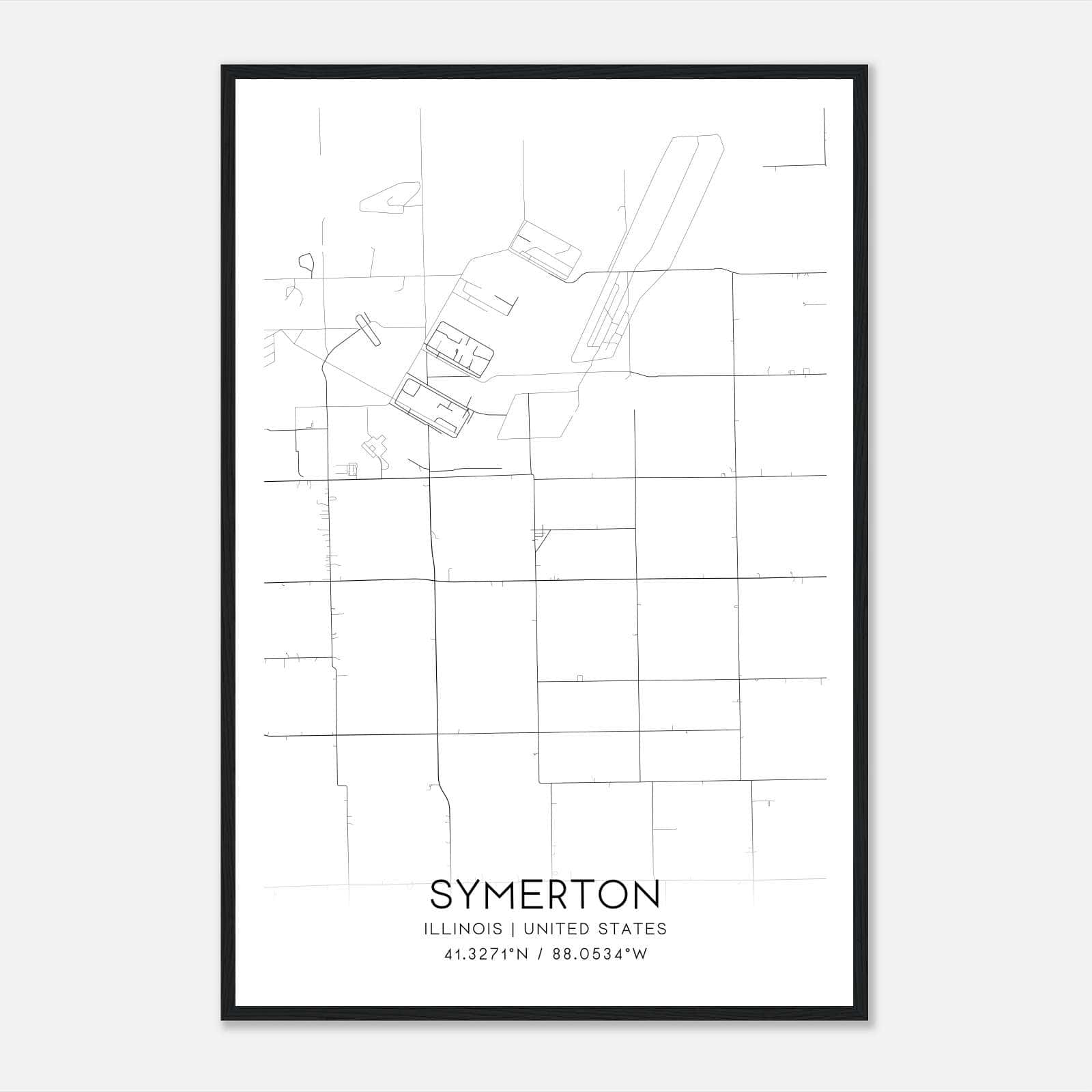 Symerton Illinois Map Poster, Modern Home Decor Wall Art Print Symerton Illinois Map Poster, Modern Home Decor Wall Art Print
