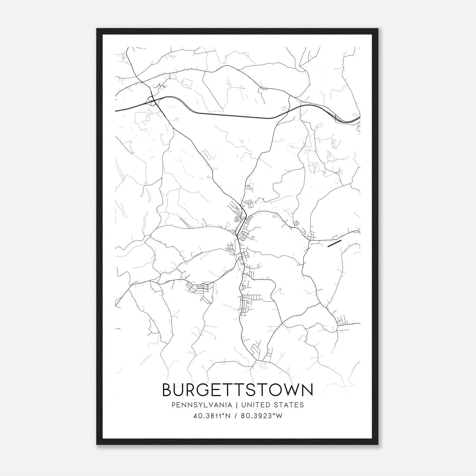 Burgettstown Pennsylvania Map Poster, Modern Home Decor Wall Art Print Burgettstown Pennsylvania Map Poster, Modern Home Decor Wall Art Print