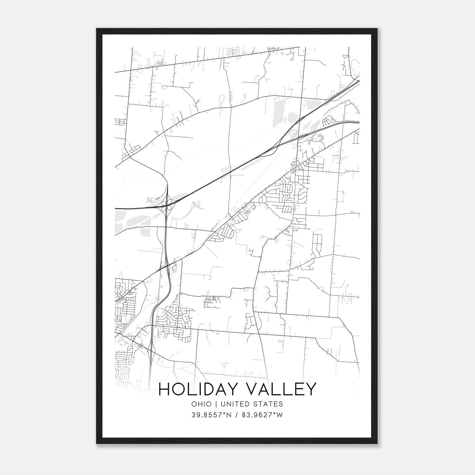 Holiday Valley Ohio Map Poster, Modern Home Decor Wall Art Print Holiday Valley Ohio Map Poster, Modern Home Decor Wall Art Print