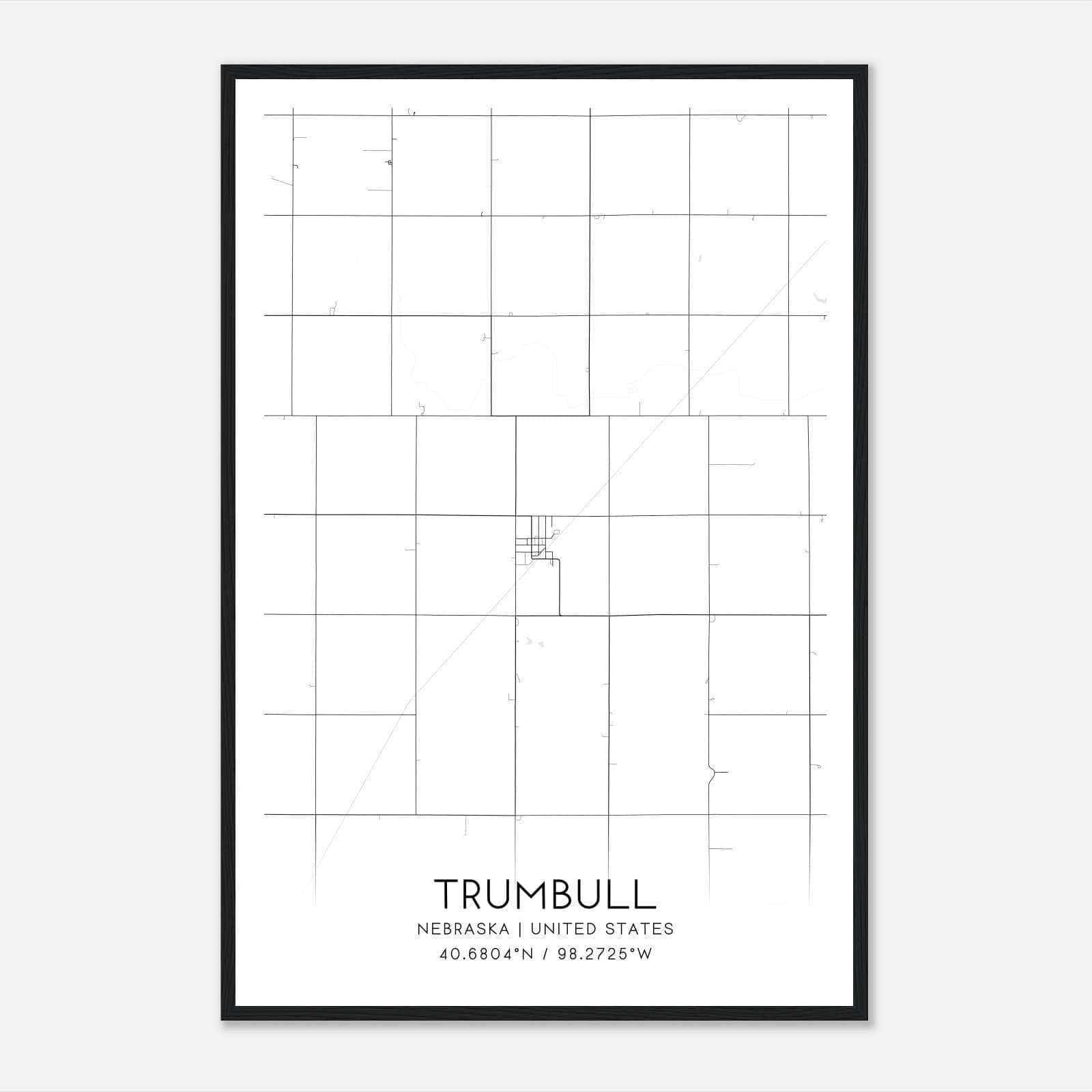 Trumbull Nebraska Map Poster, Modern Home Decor Wall Art Print Trumbull Nebraska Map Poster, Modern Home Decor Wall Art Print