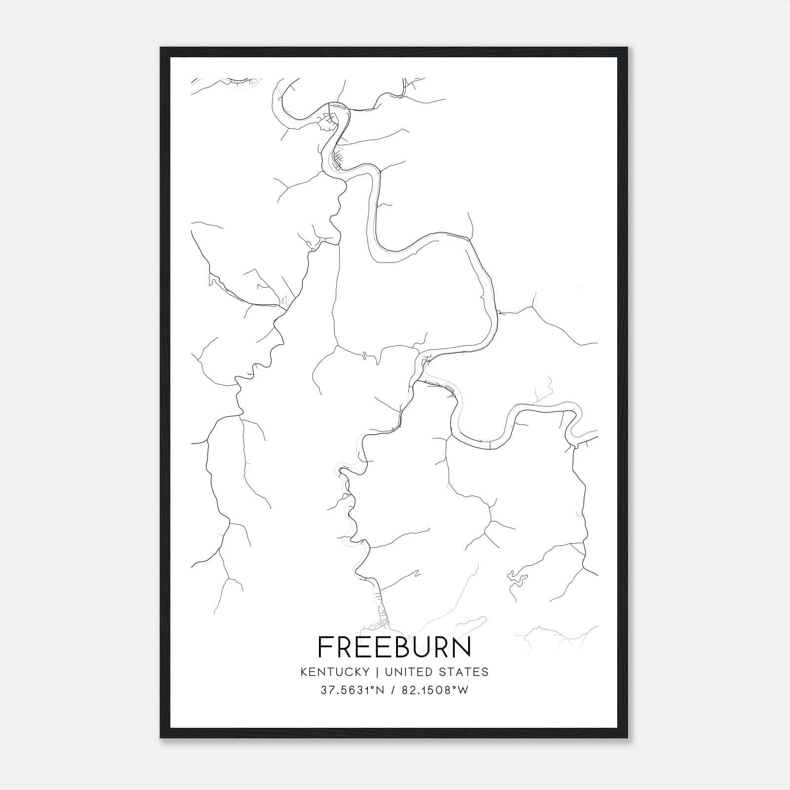 Freeburn Kentucky Map Poster, Modern Home Decor Wall Art Print Freeburn Kentucky Map Poster, Modern Home Decor Wall Art Print