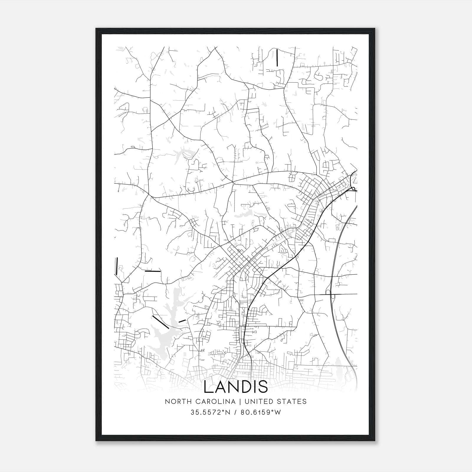 Landis North Carolina Map Poster, Modern Home Decor Wall Art Print Landis North Carolina Map Poster, Modern Home Decor Wall Art Print