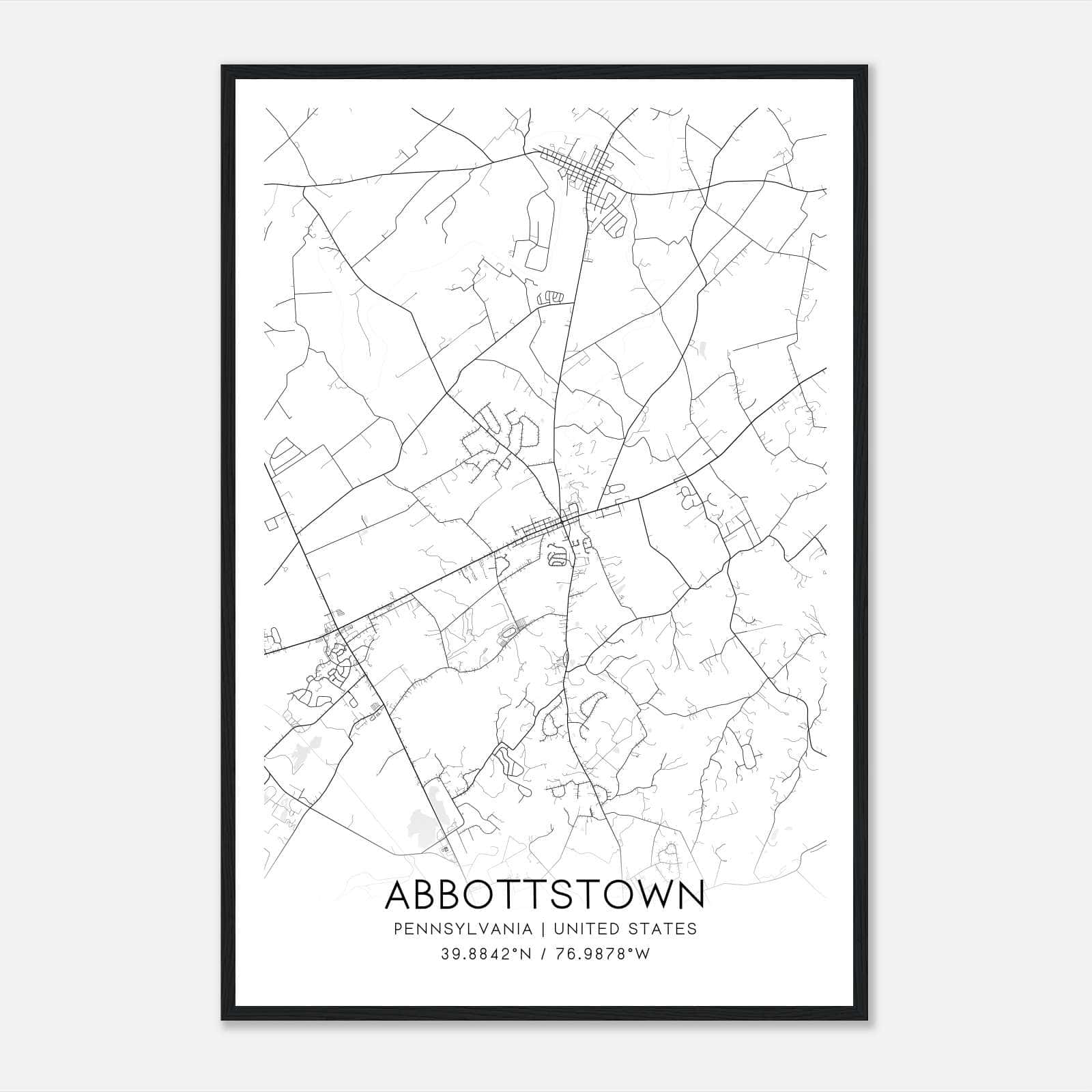 Abbottstown Pennsylvania Map Poster, Modern Home Decor Wall Art Print