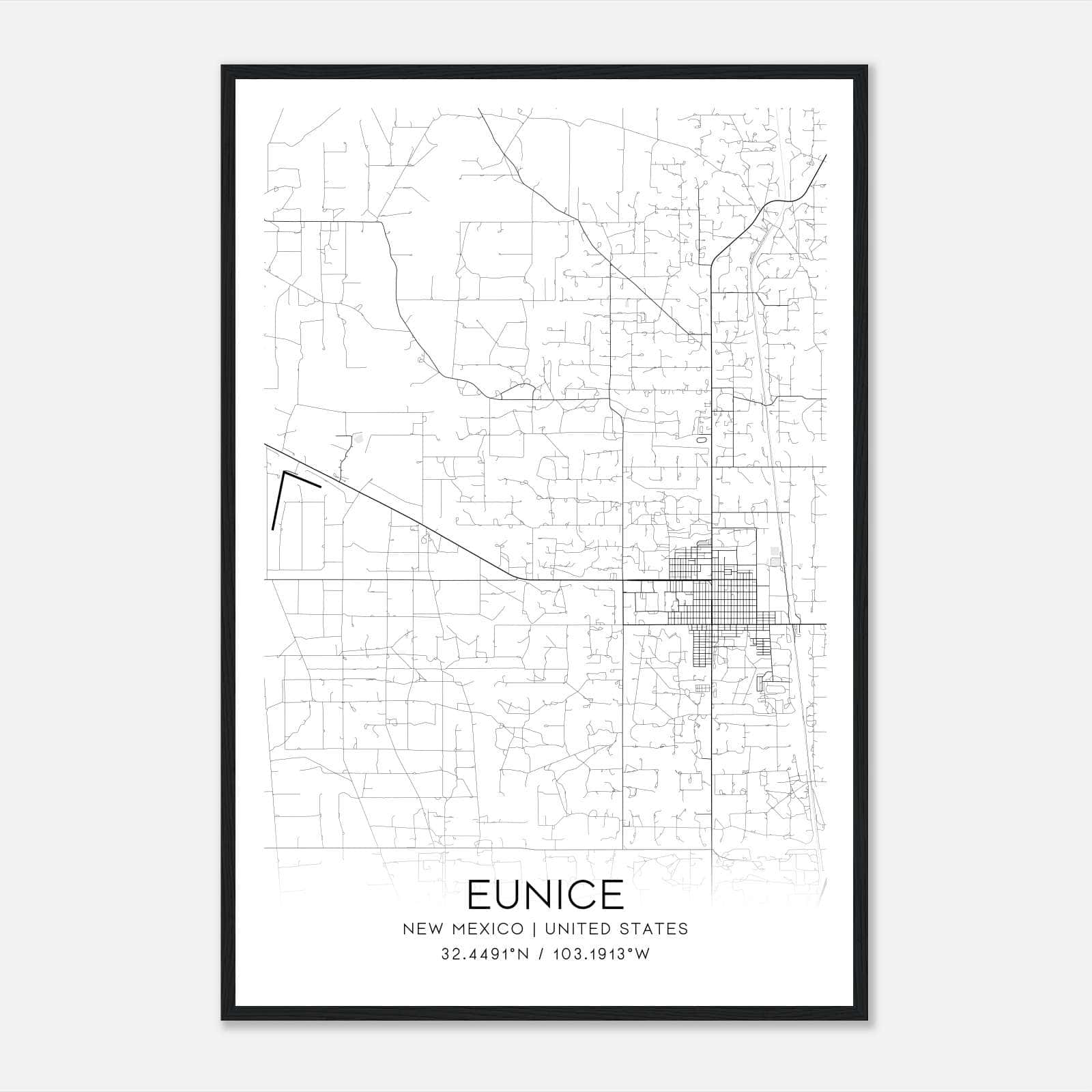 Eunice New Mexico Map Poster, Modern Home Decor Wall Art Print Eunice New Mexico Map Poster, Modern Home Decor Wall Art Print