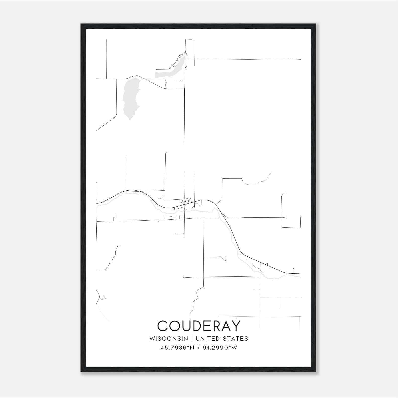 Couderay Wisconsin Map Poster, Modern Home Decor Wall Art Print Couderay Wisconsin Map Poster, Modern Home Decor Wall Art Print