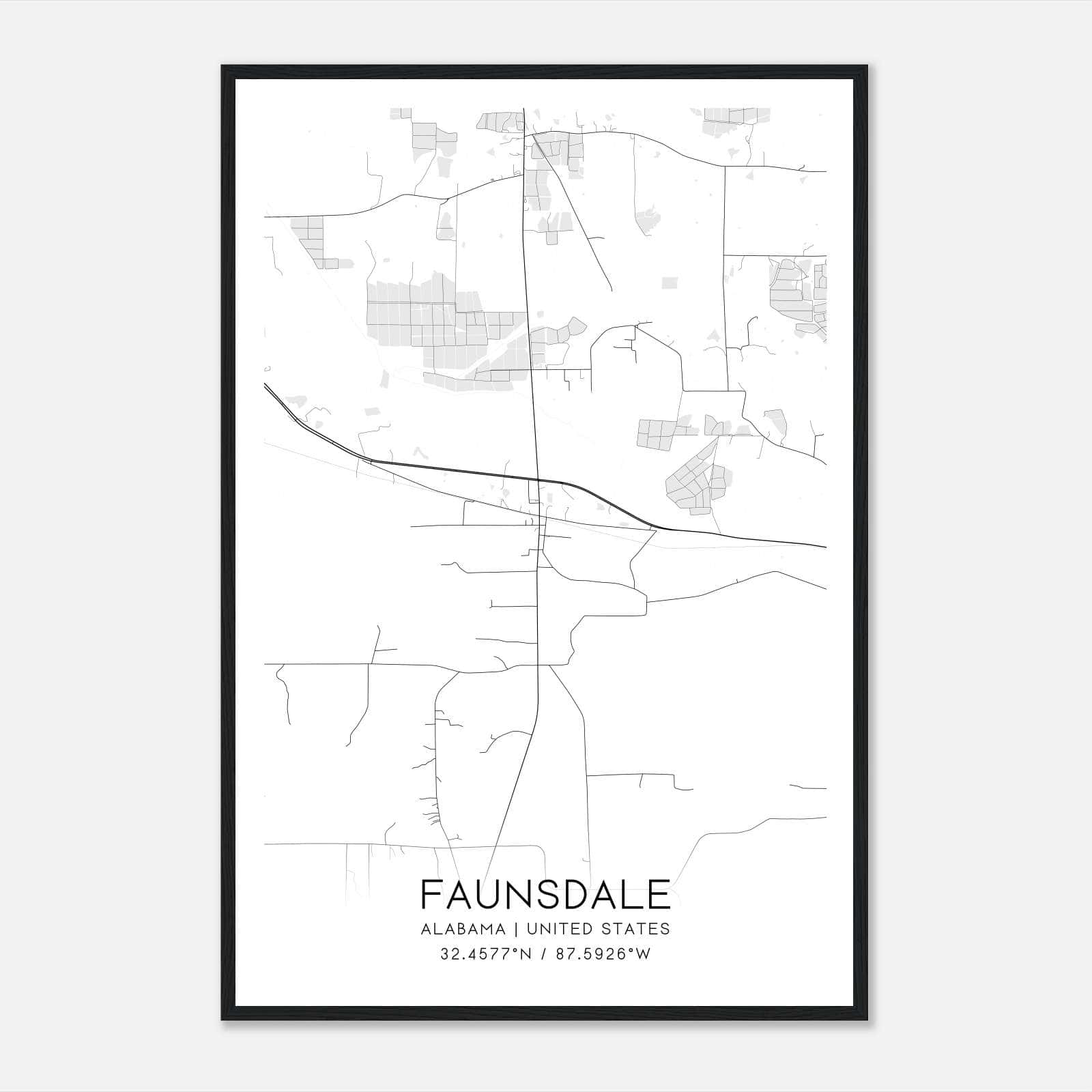 Faunsdale Alabama Map Poster, Modern Home Decor Wall Art Print Faunsdale Alabama Map Poster, Modern Home Decor Wall Art Print