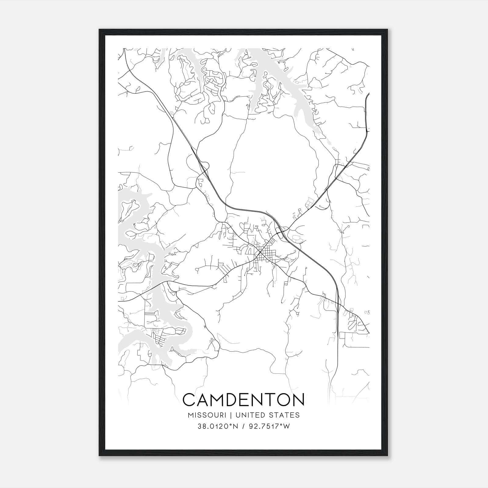 Camdenton Missouri Map Poster, Modern Home Decor Wall Art Print Camdenton Missouri Map Poster, Modern Home Decor Wall Art Print