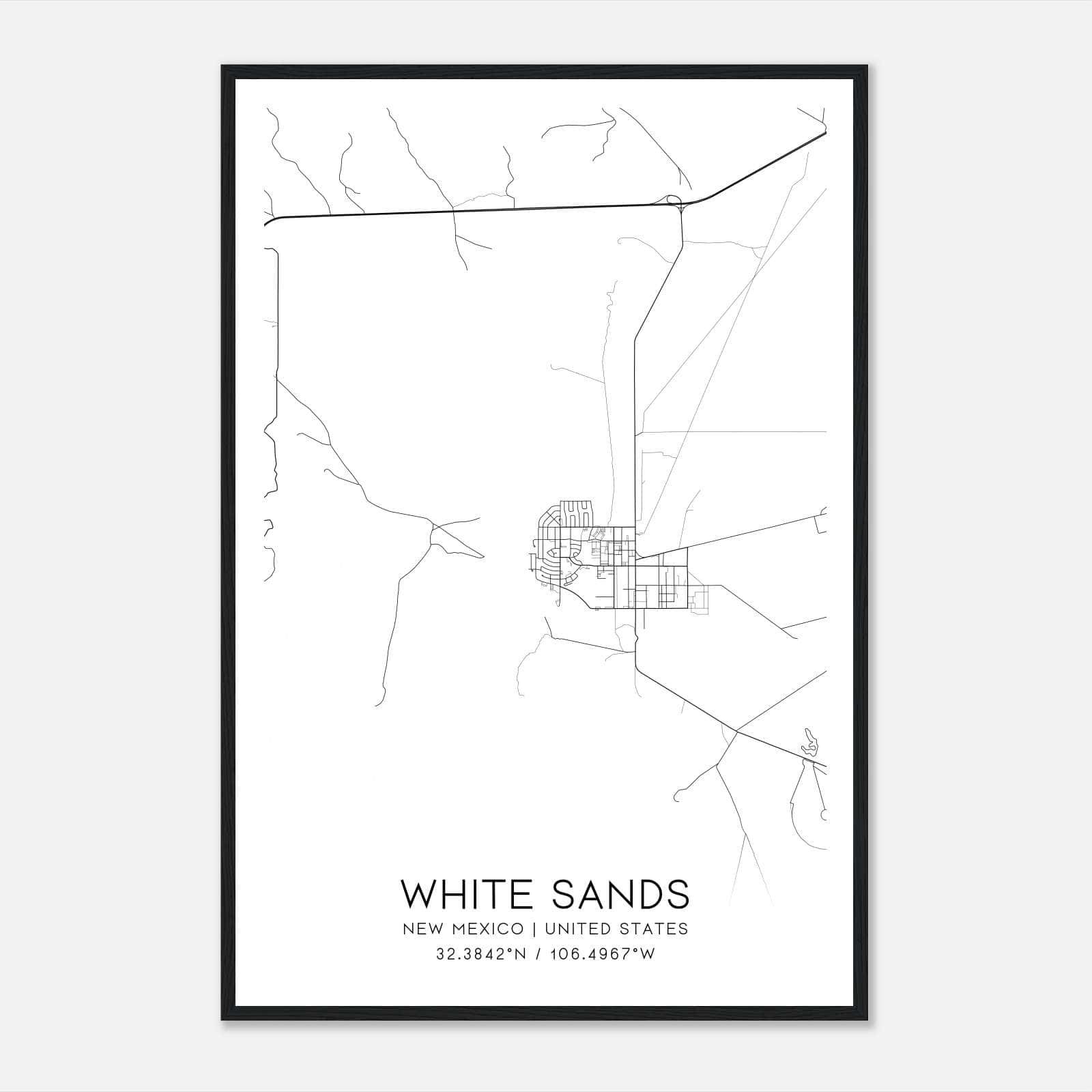 White Sands New Mexico Map Poster, Modern Home Decor Wall Art Print White Sands New Mexico Map Poster, Modern Home Decor Wall Art Print