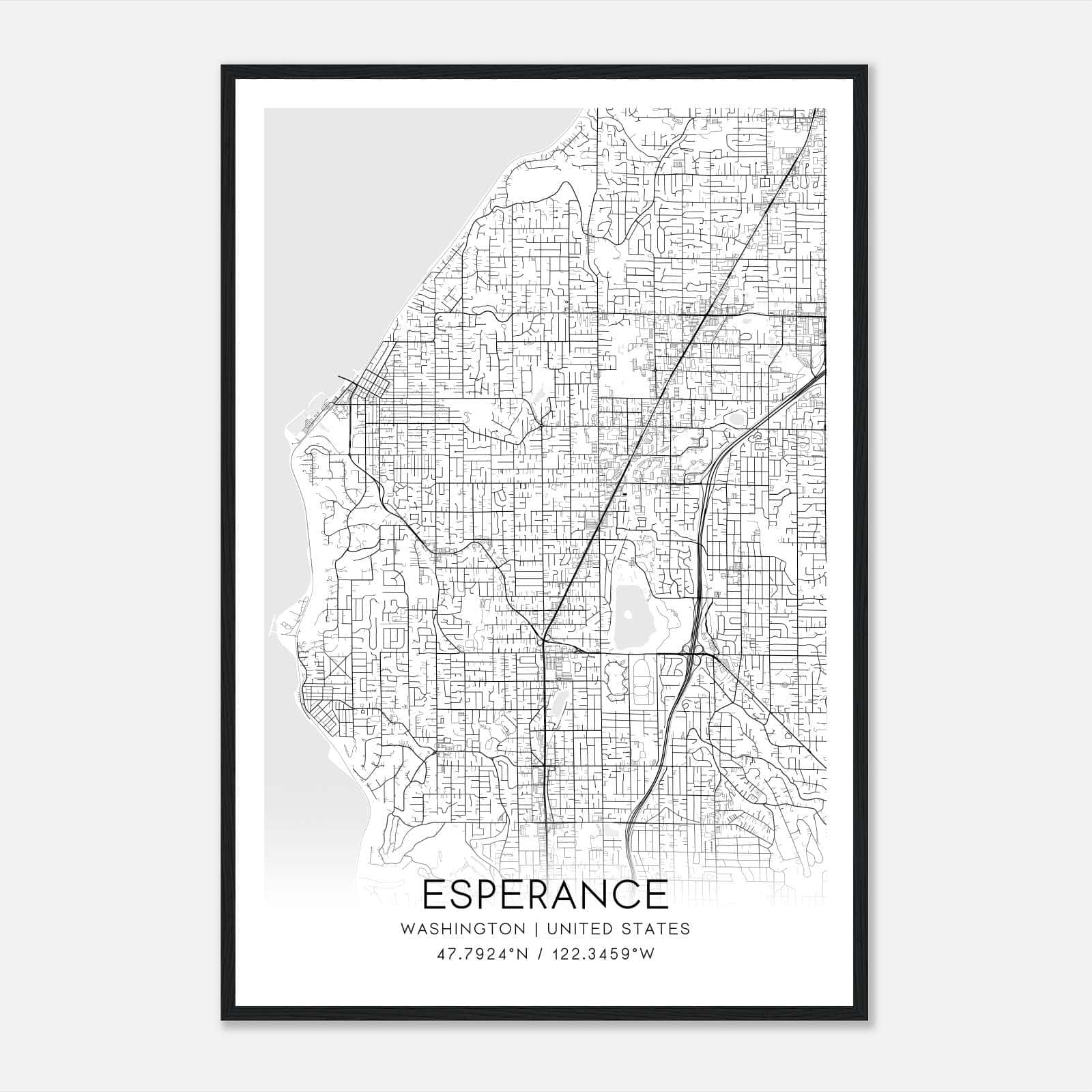 Esperance Washington Map Poster, Modern Home Decor Wall Art Print Esperance Washington Map Poster, Modern Home Decor Wall Art Print