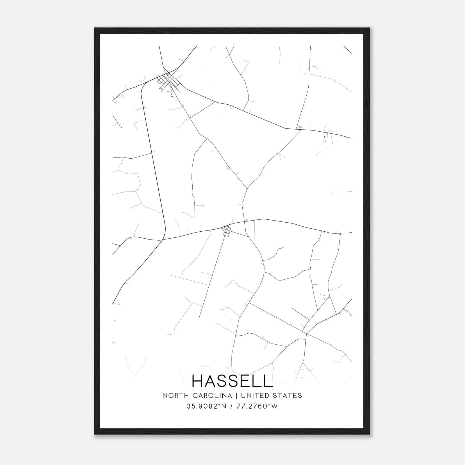 Hassell North Carolina Map Poster, Modern Home Decor Wall Art Print Hassell North Carolina Map Poster, Modern Home Decor Wall Art Print