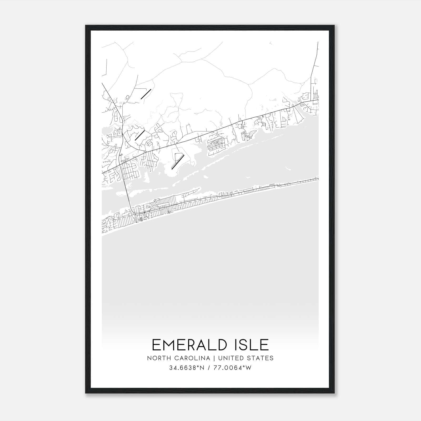 Emerald Isle North Carolina Map Poster, Modern Home Decor Wall Art Print Emerald Isle North Carolina Map Poster, Modern Home Decor Wall Art Print