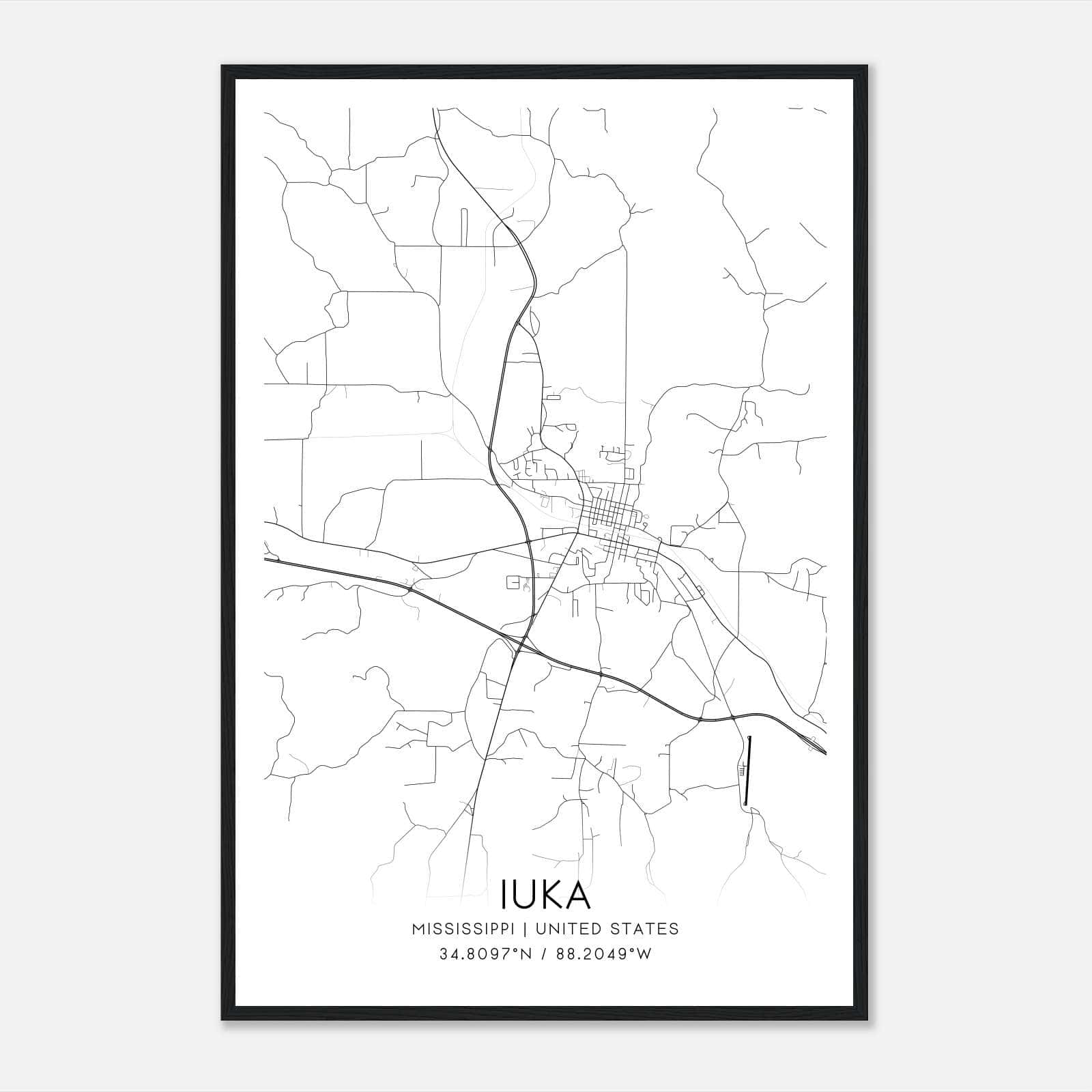 Iuka Mississippi Map Poster, Modern Home Decor Wall Art Print Iuka Mississippi Map Poster, Modern Home Decor Wall Art Print