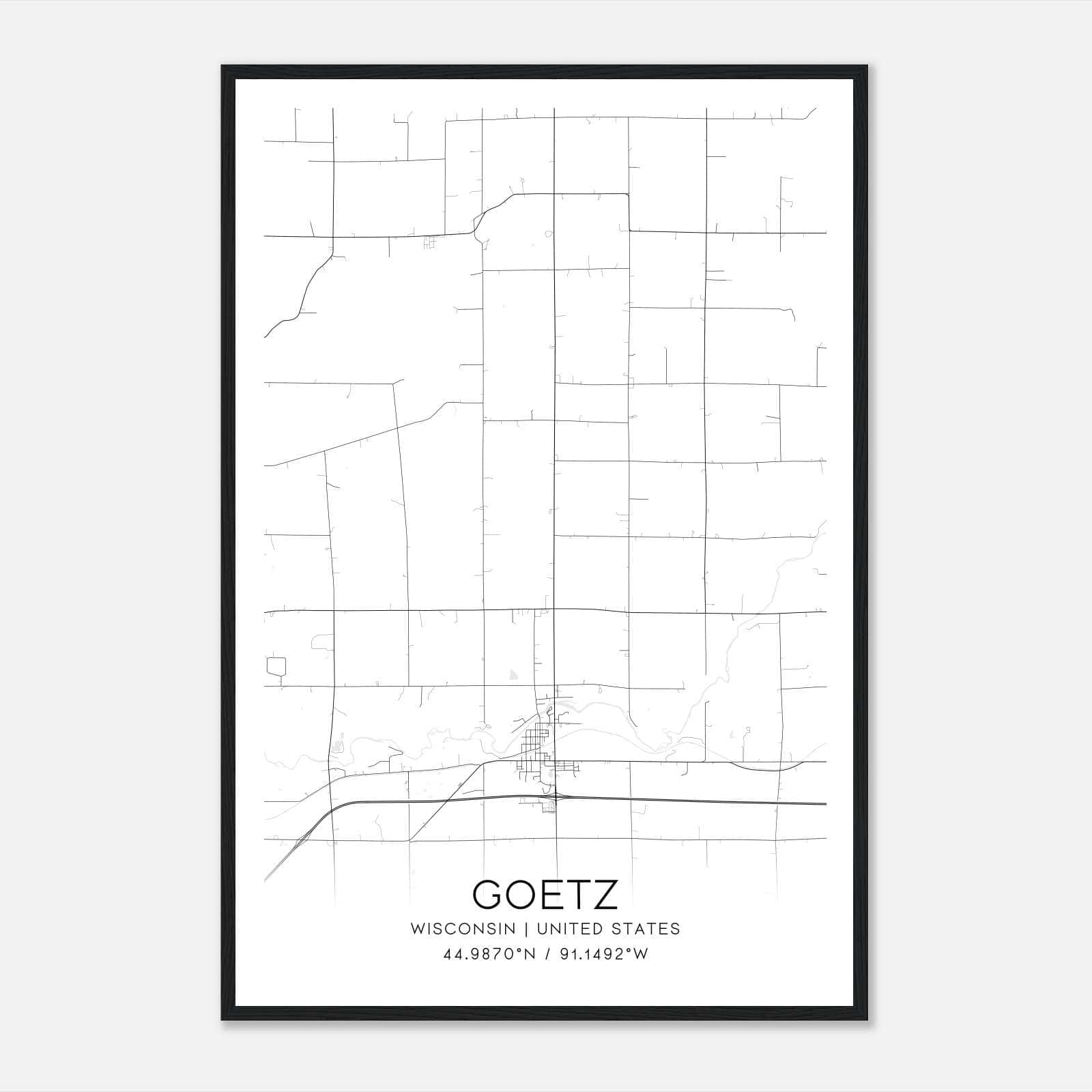 Goetz Wisconsin Map Poster, Modern Home Decor Wall Art Print Goetz Wisconsin Map Poster, Modern Home Decor Wall Art Print