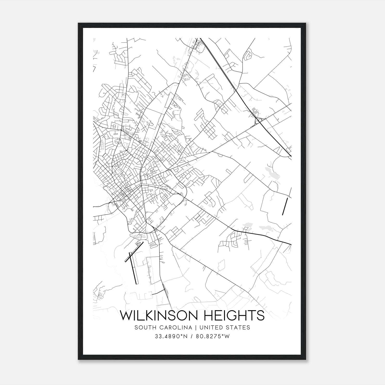 Wilkinson Heights South Carolina Map Poster, Modern Home Decor Wall Art Print Wilkinson Heights South Carolina Map Poster, Modern Home Decor Wall Art Print
