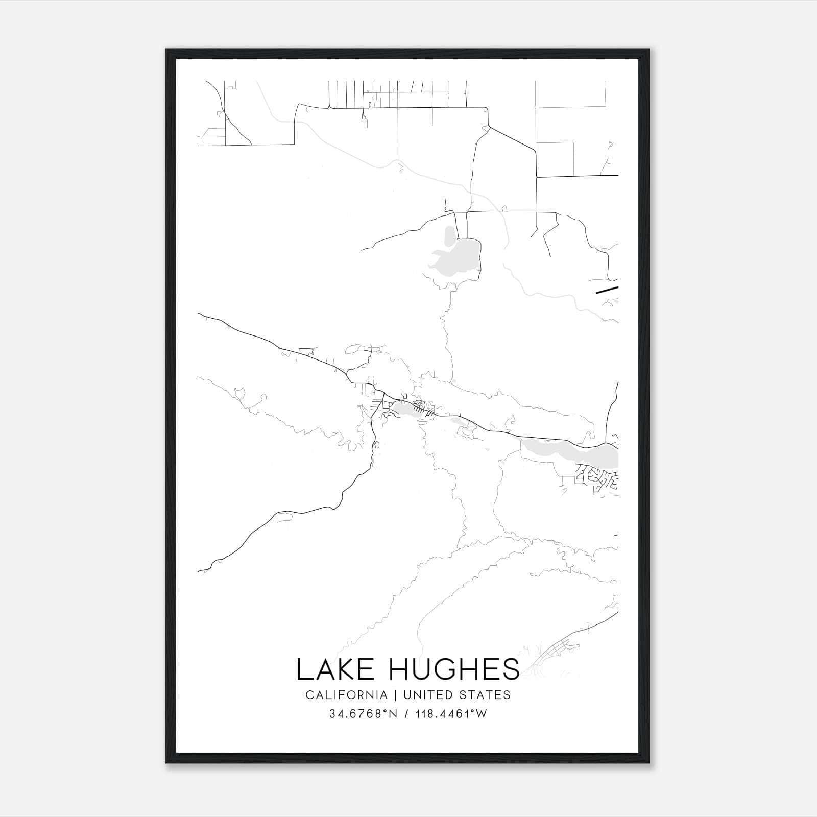 Lake Hughes California Map Poster, Modern Home Decor Wall Art Print Lake Hughes California Map Poster, Modern Home Decor Wall Art Print