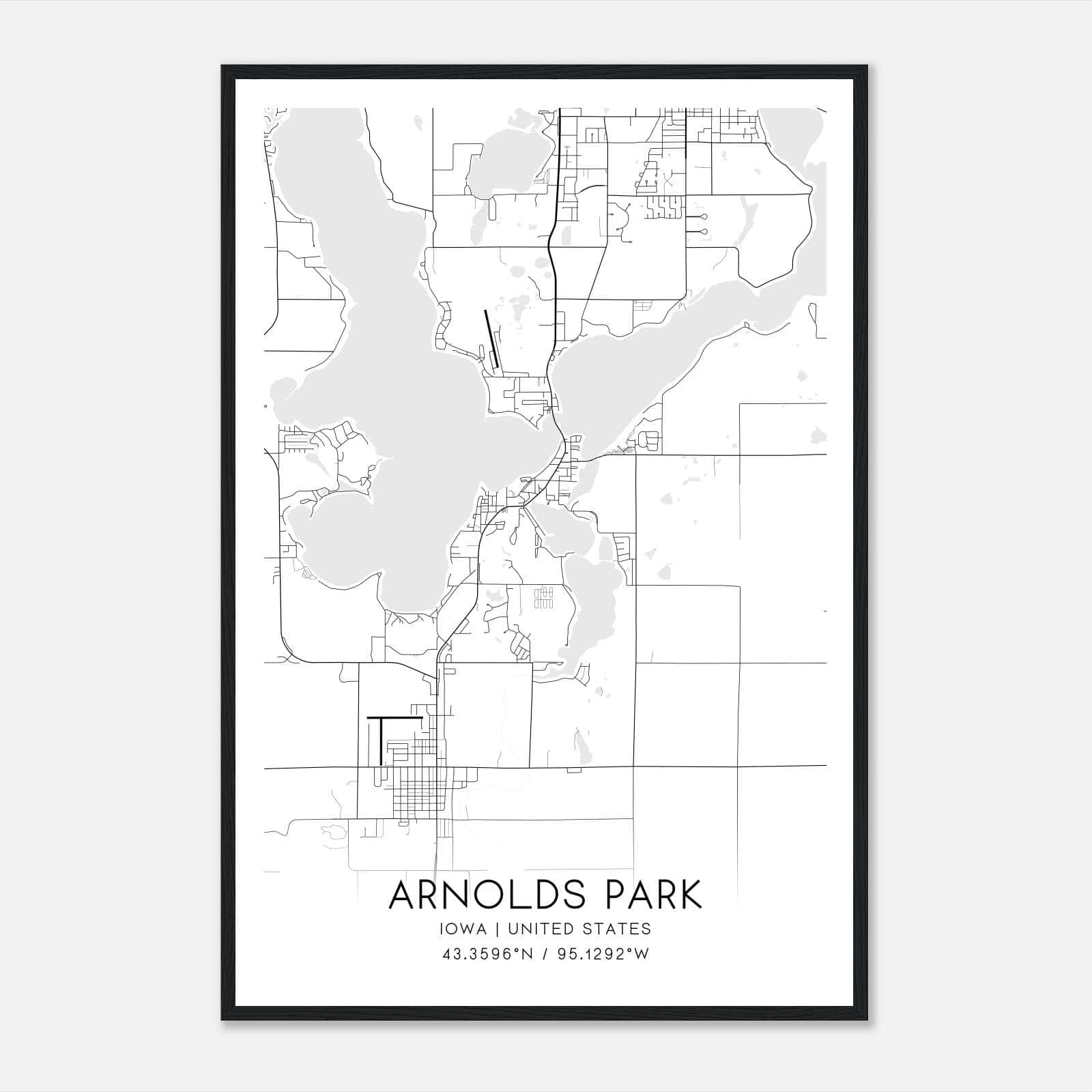 Arnolds Park Iowa Map Poster, Modern Home Decor Wall Art Print Arnolds Park Iowa Map Poster, Modern Home Decor Wall Art Print