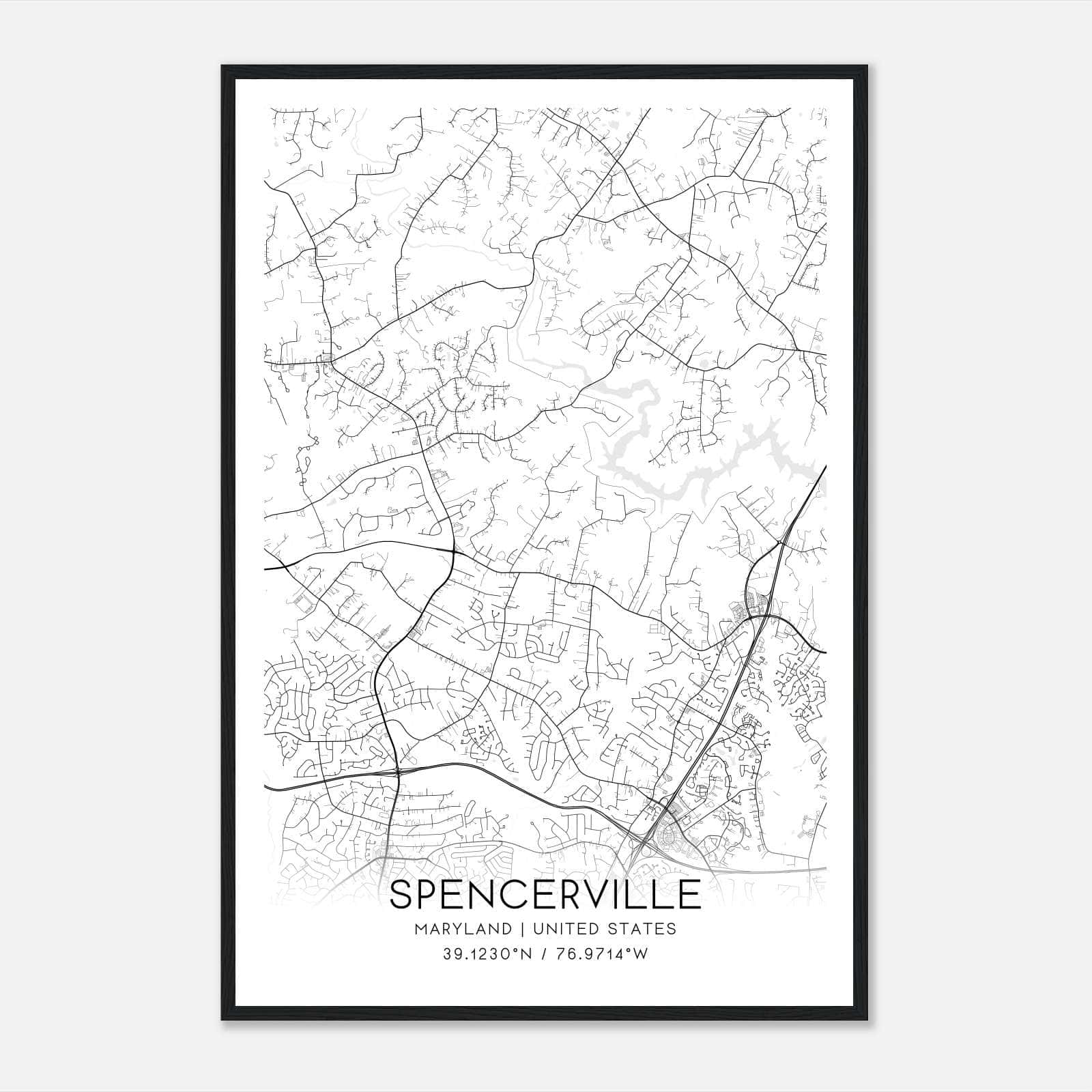 Spencerville Maryland Map Poster, Modern Home Decor Wall Art Print Spencerville Maryland Map Poster, Modern Home Decor Wall Art Print