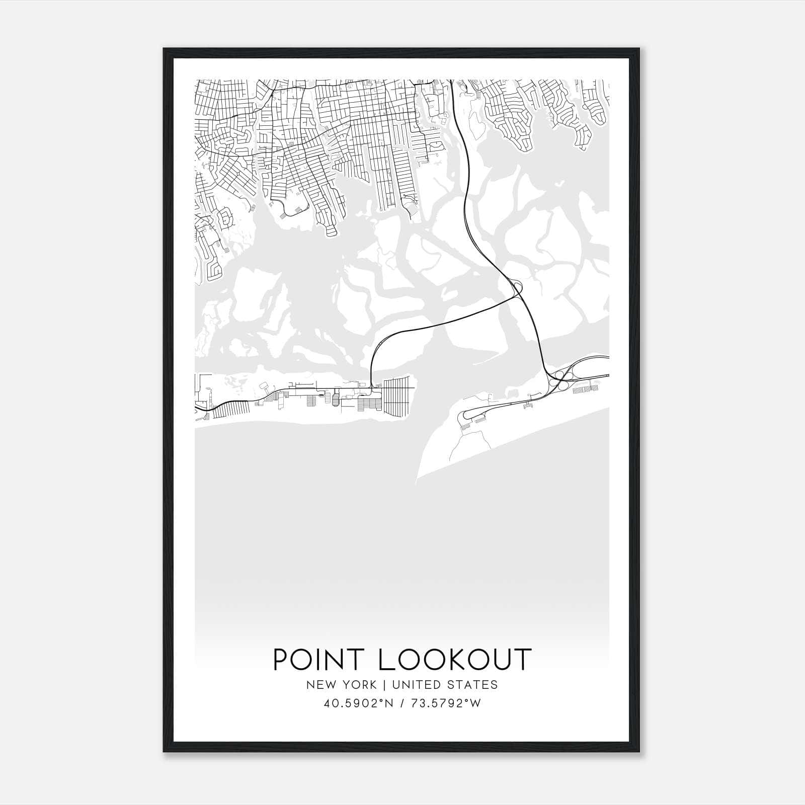 Point Lookout New York Map Poster, Modern Home Decor Wall Art Print Point Lookout New York Map Poster, Modern Home Decor Wall Art Print