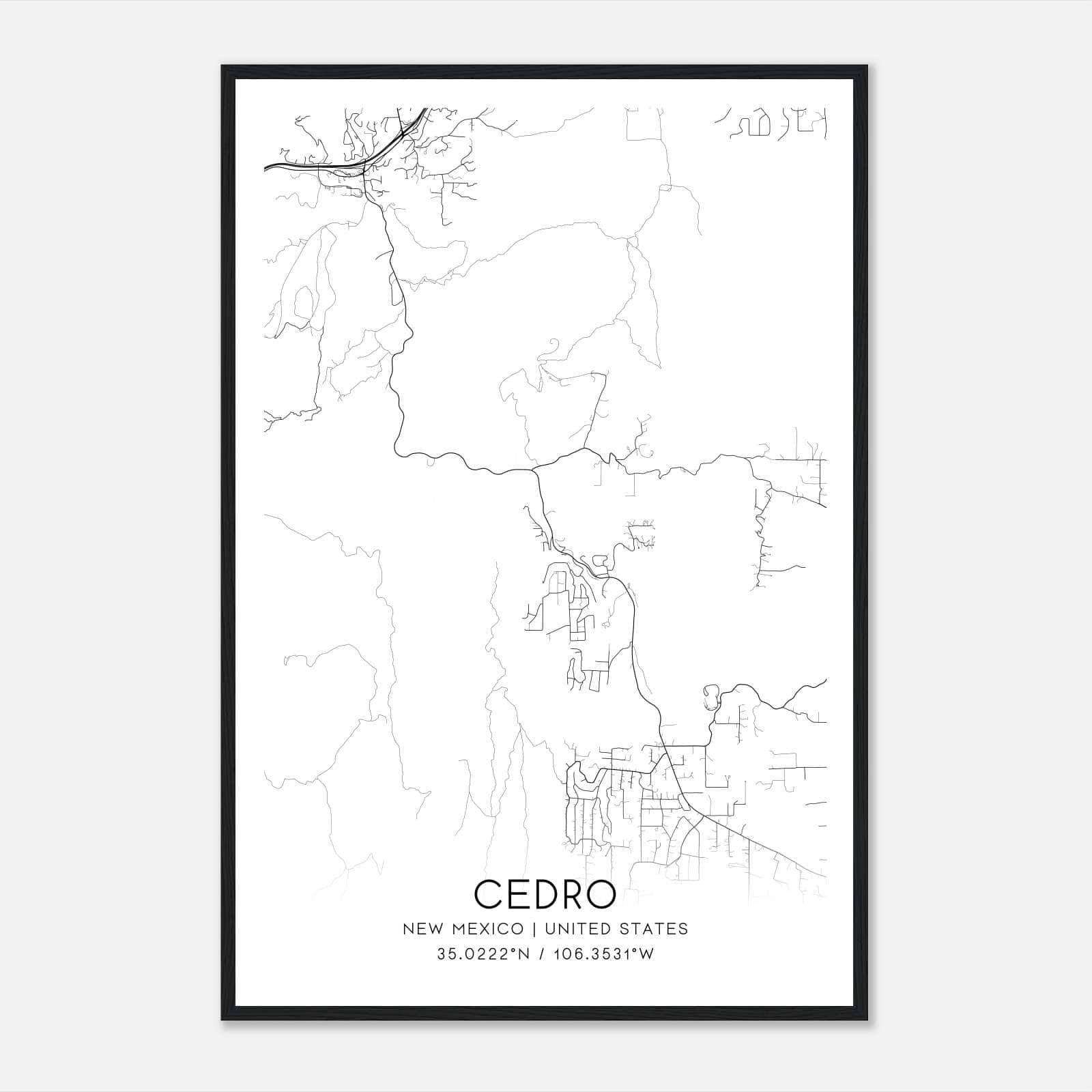 Cedro New Mexico Map Poster, Modern Home Decor Wall Art Print Cedro New Mexico Map Poster, Modern Home Decor Wall Art Print
