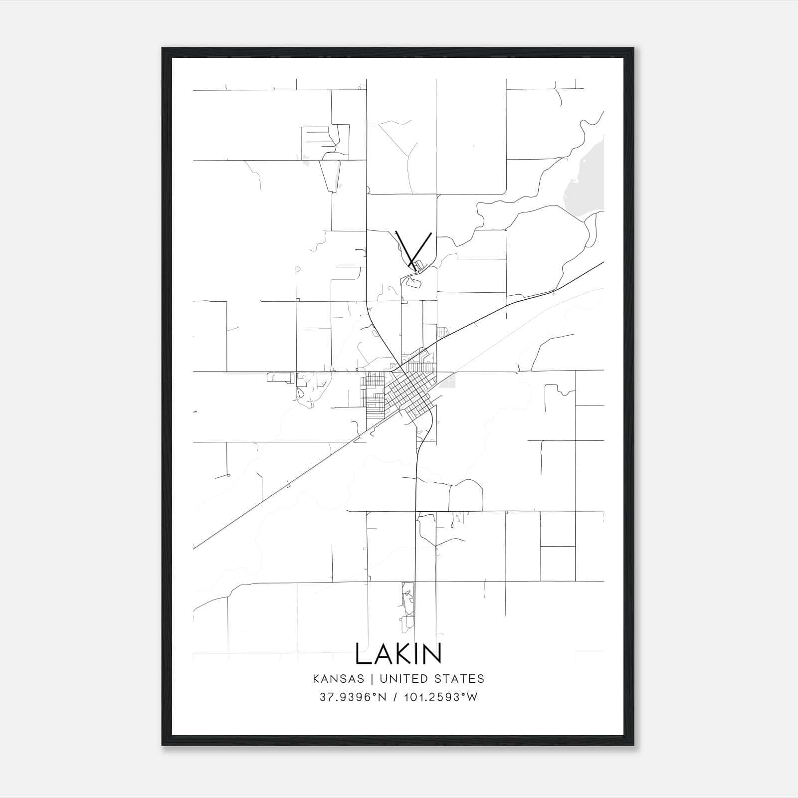 Lakin Kansas Map Poster, Modern Home Decor Wall Art Print Lakin Kansas Map Poster, Modern Home Decor Wall Art Print