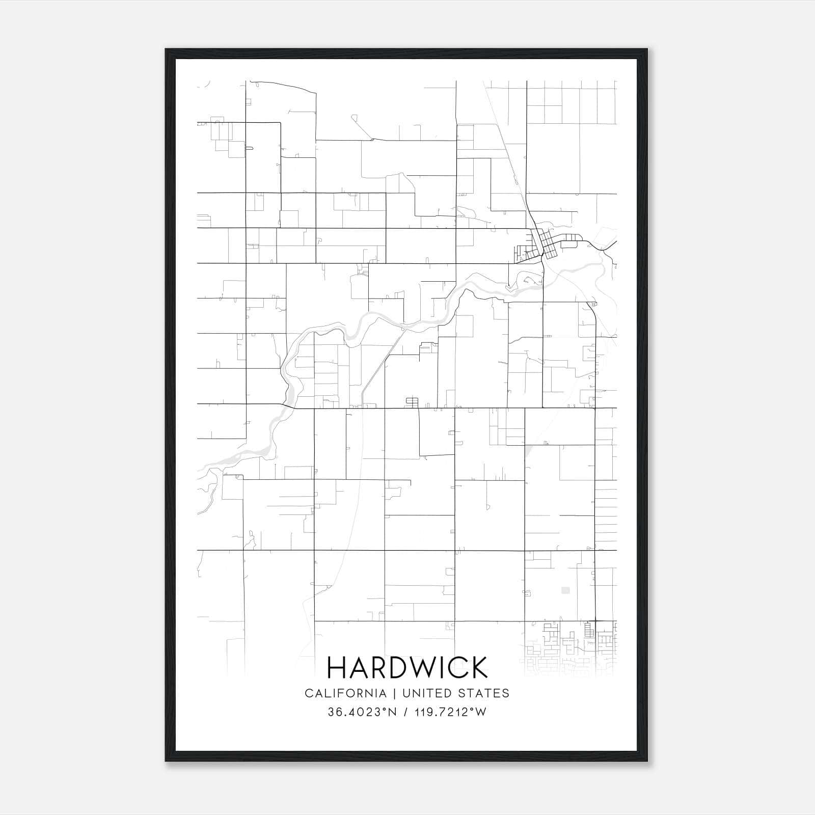 Hardwick California Map Poster, Modern Home Decor Wall Art Print Hardwick California Map Poster, Modern Home Decor Wall Art Print